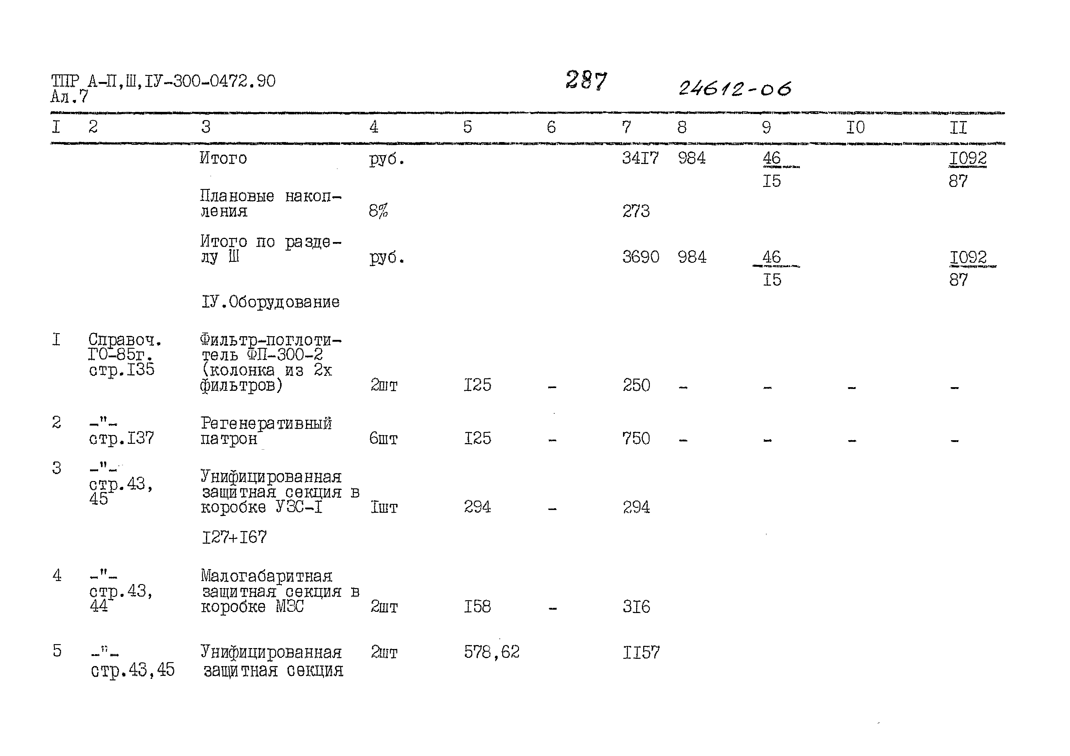 Типовые проектные решения А-II,III,IV-300-0472.90