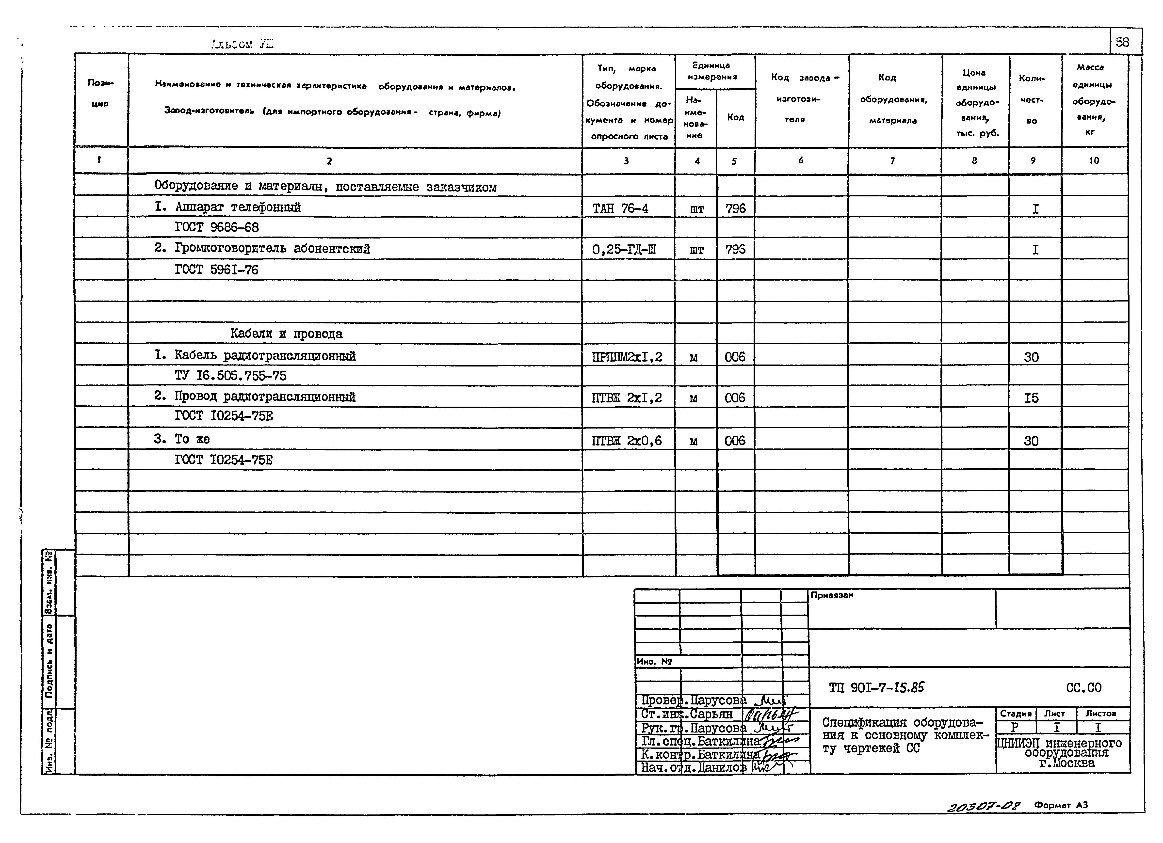 Типовой проект 901-7-15.85