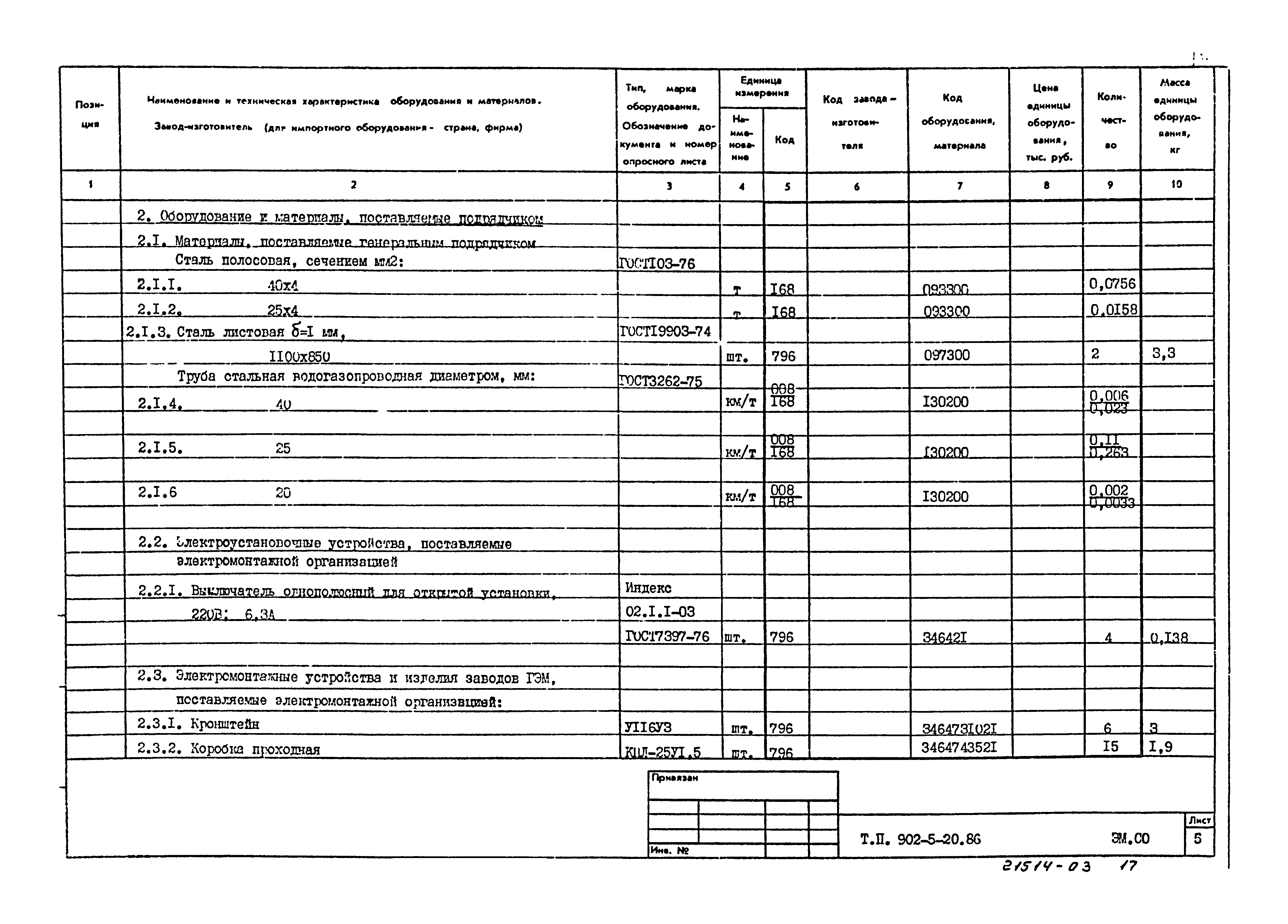 Типовой проект 902-5-20.86