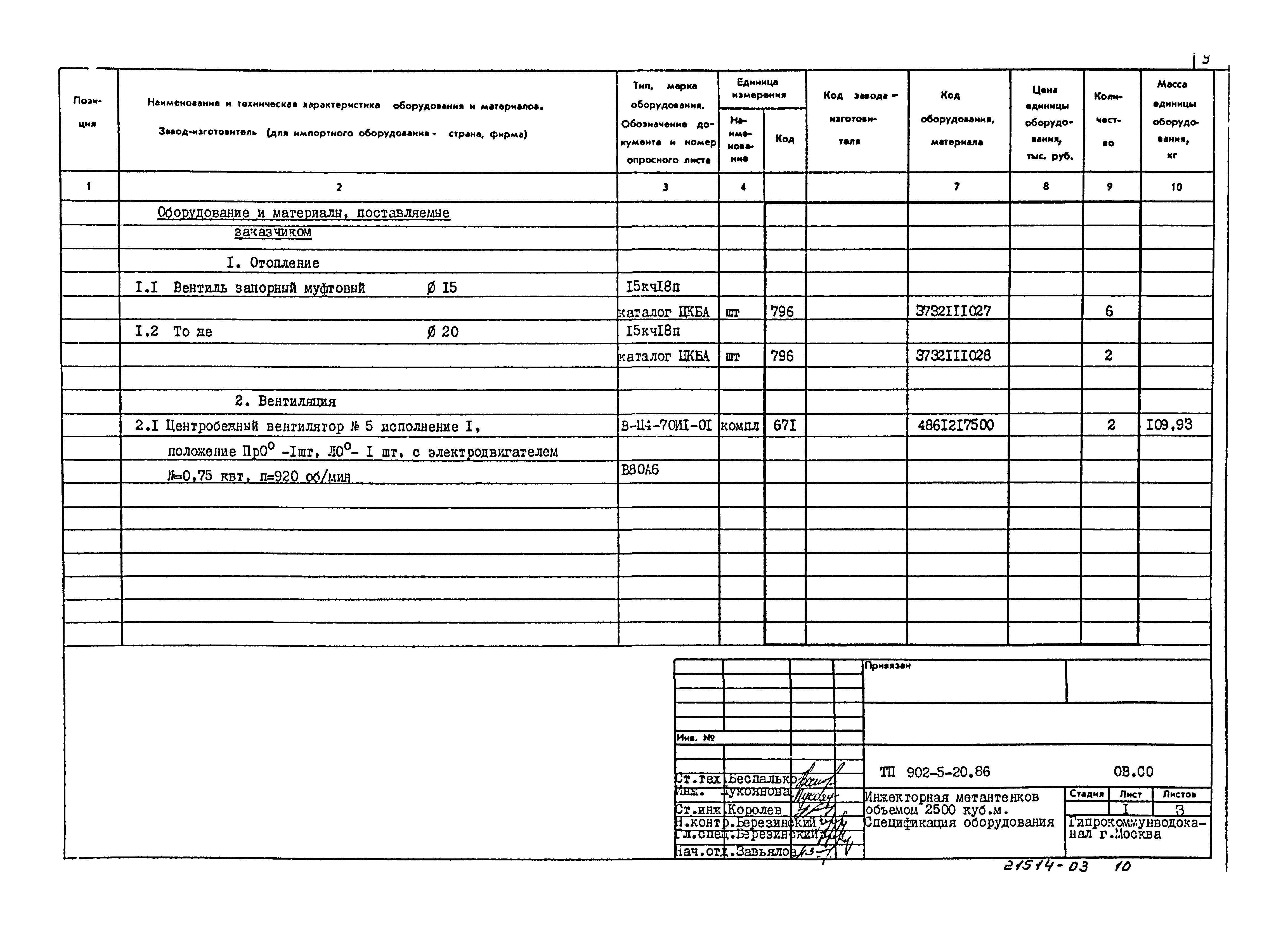 Типовой проект 902-5-20.86