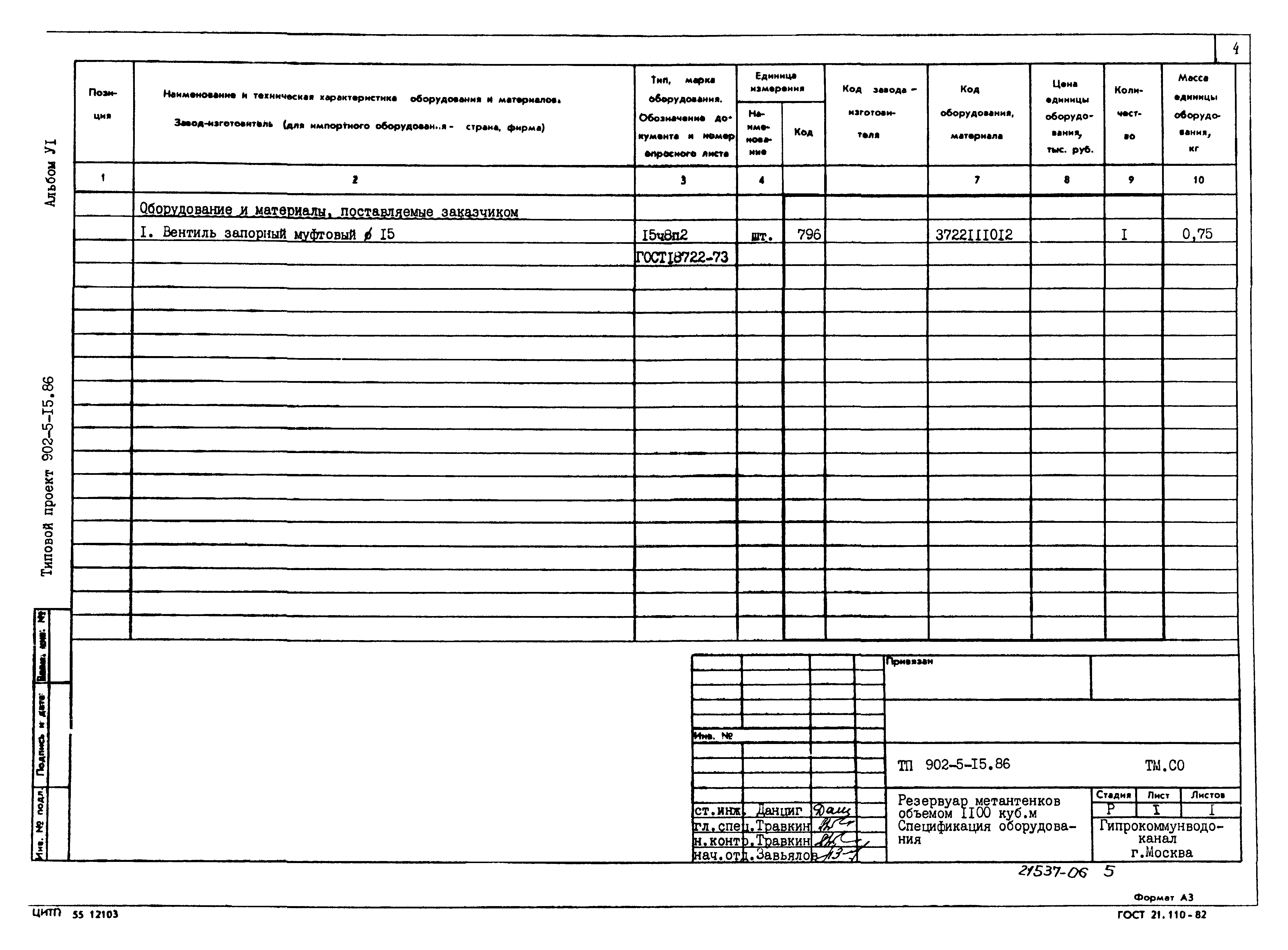 Типовой проект 902-5-15.86