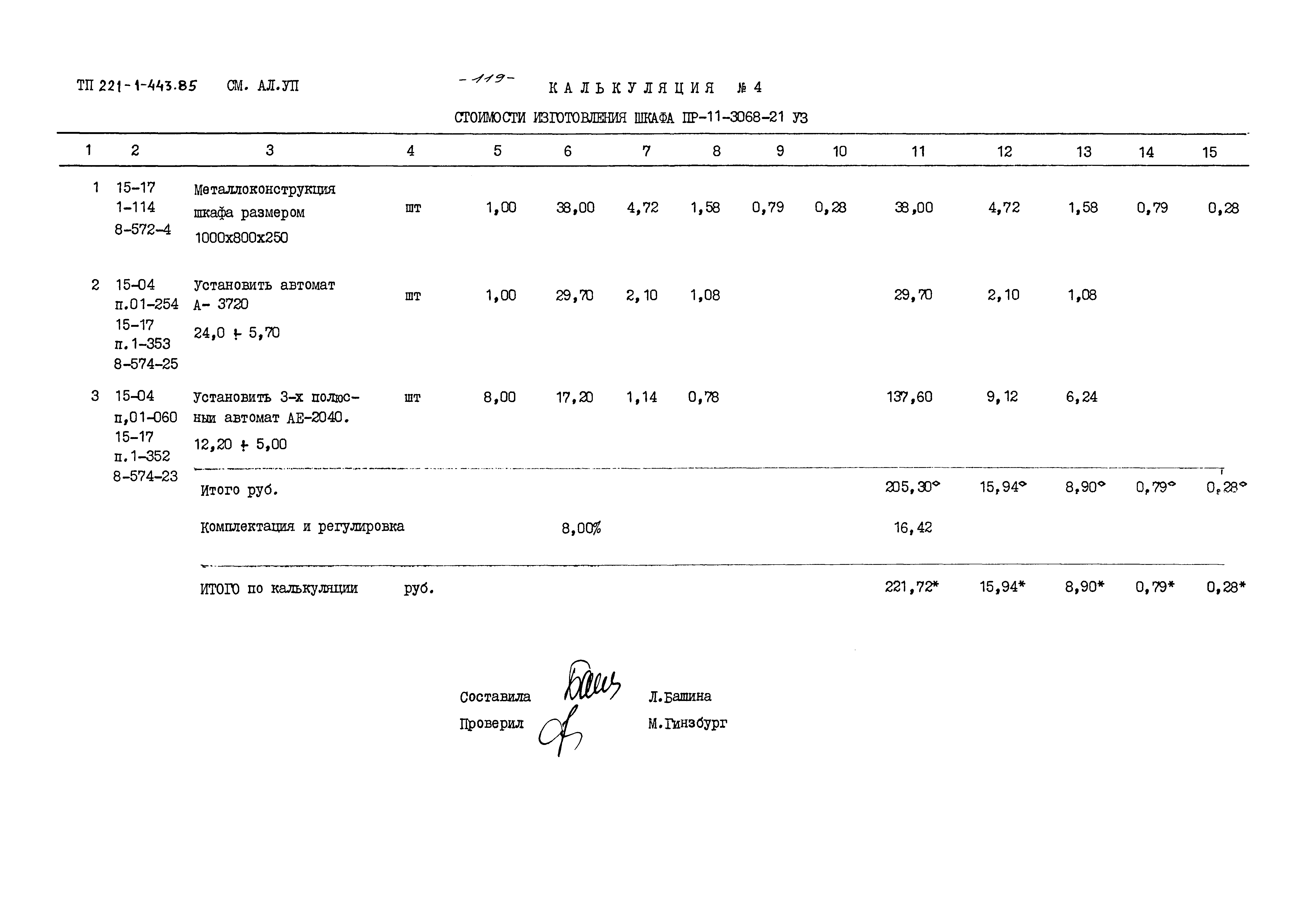 Типовой проект 221-1-443.85