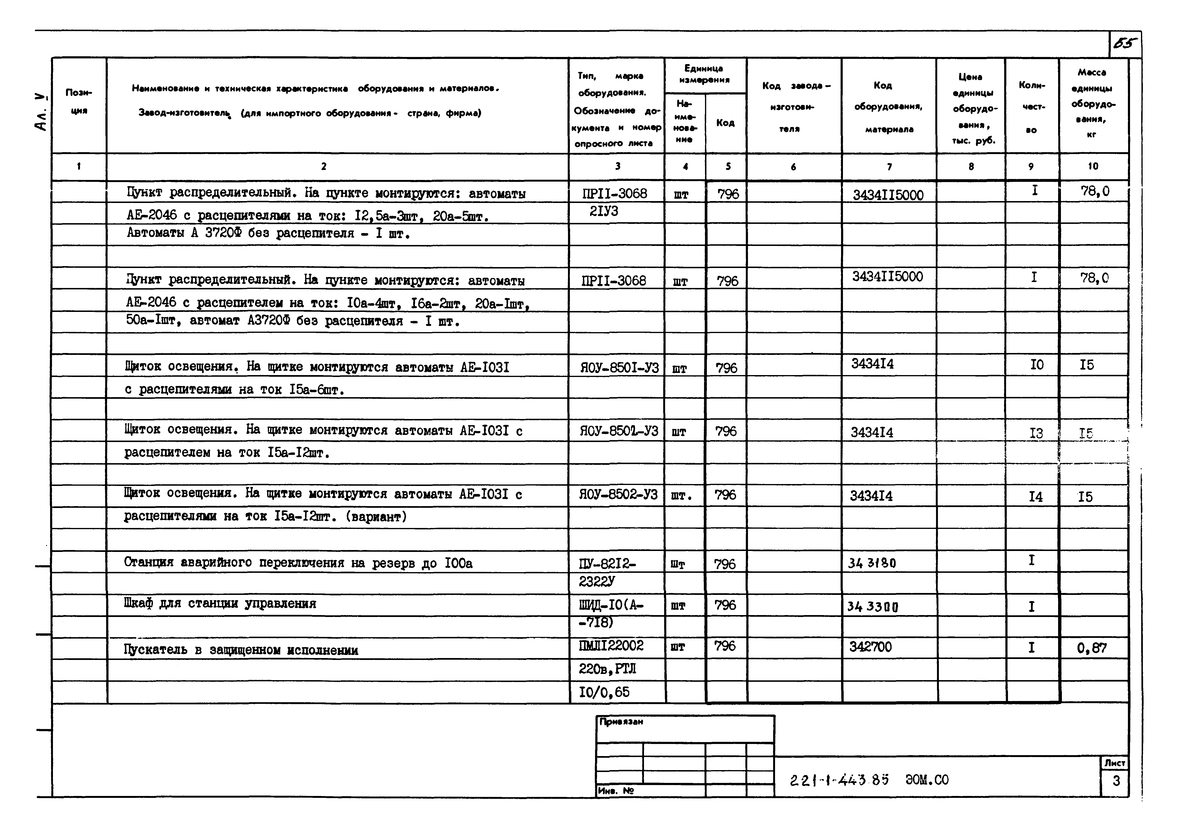 Типовой проект 221-1-443.85