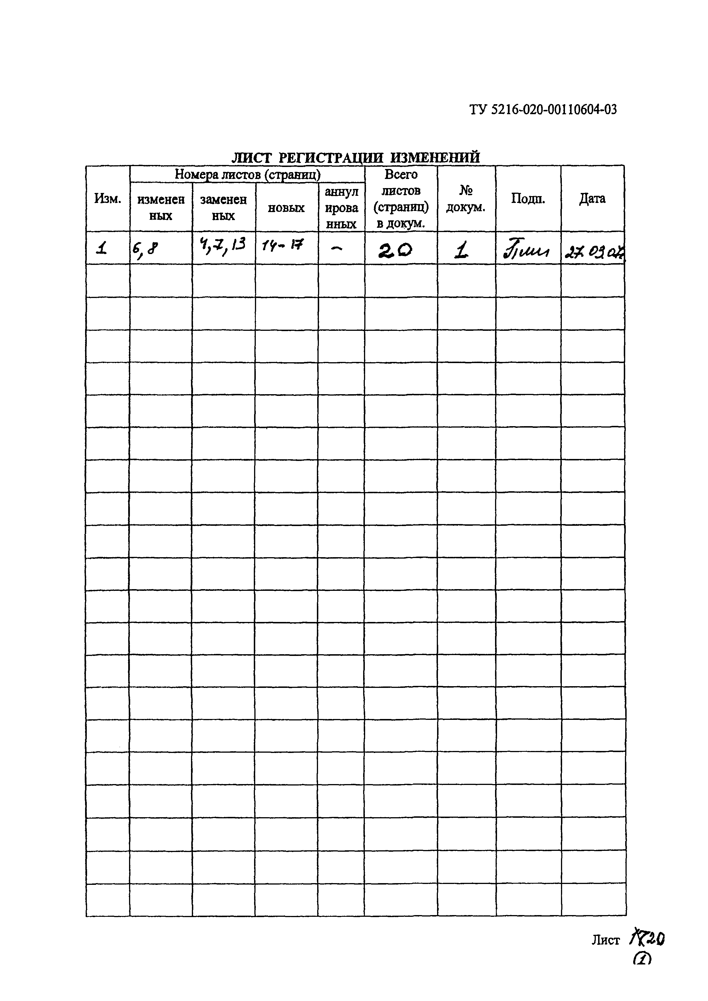 ТУ 5216-020-00110604-03