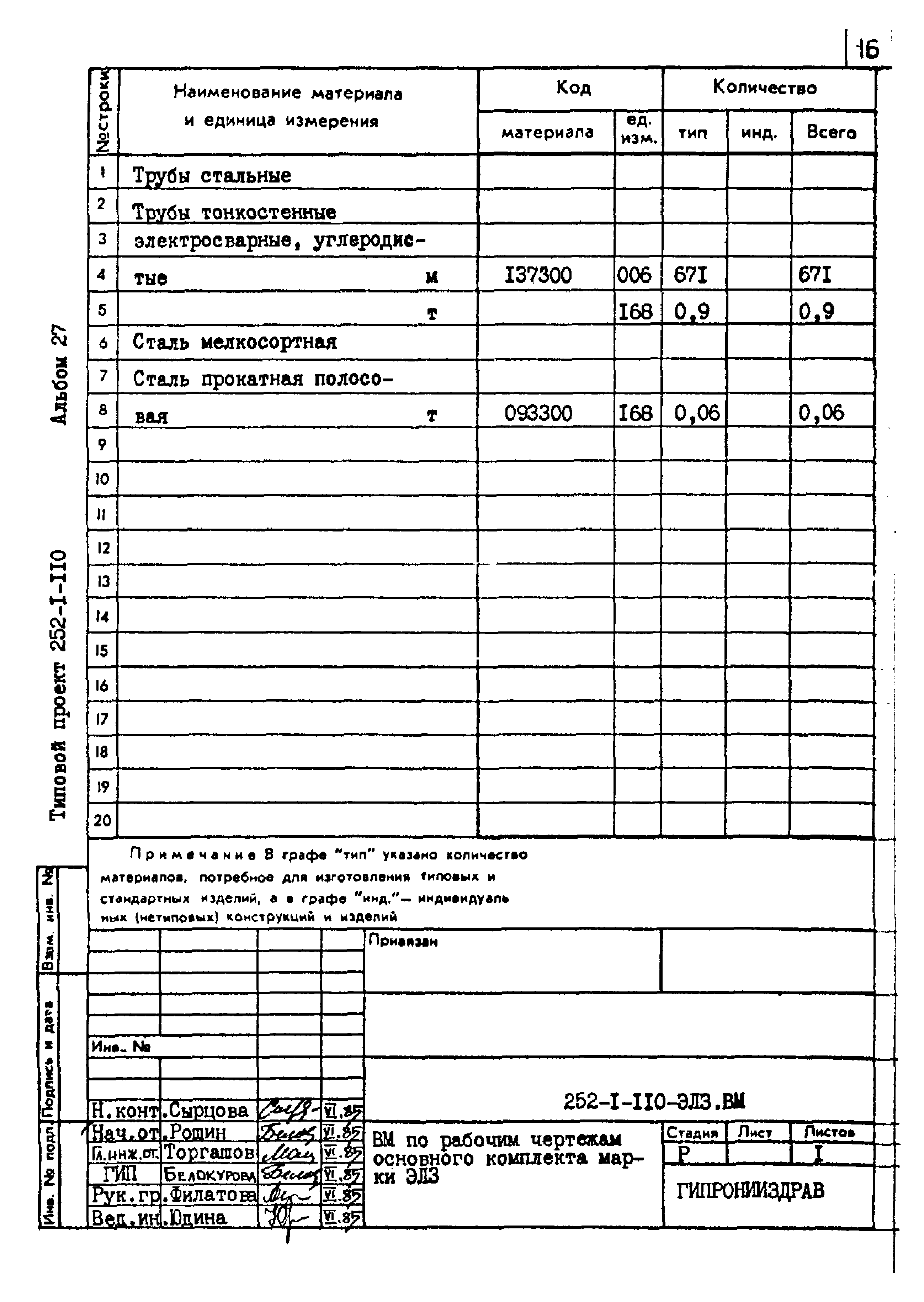 Типовой проект 252-1-110