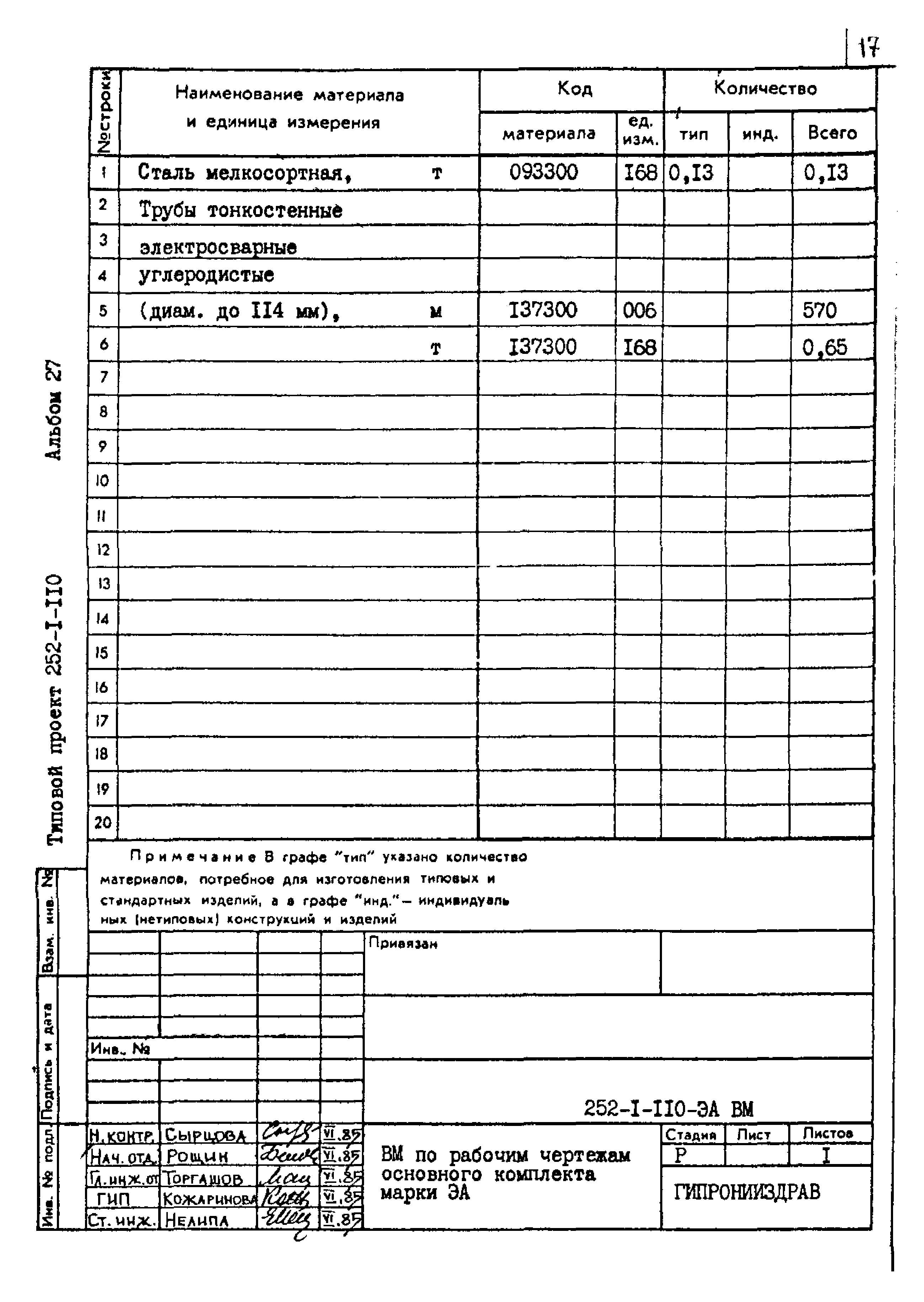 Типовой проект 252-1-110
