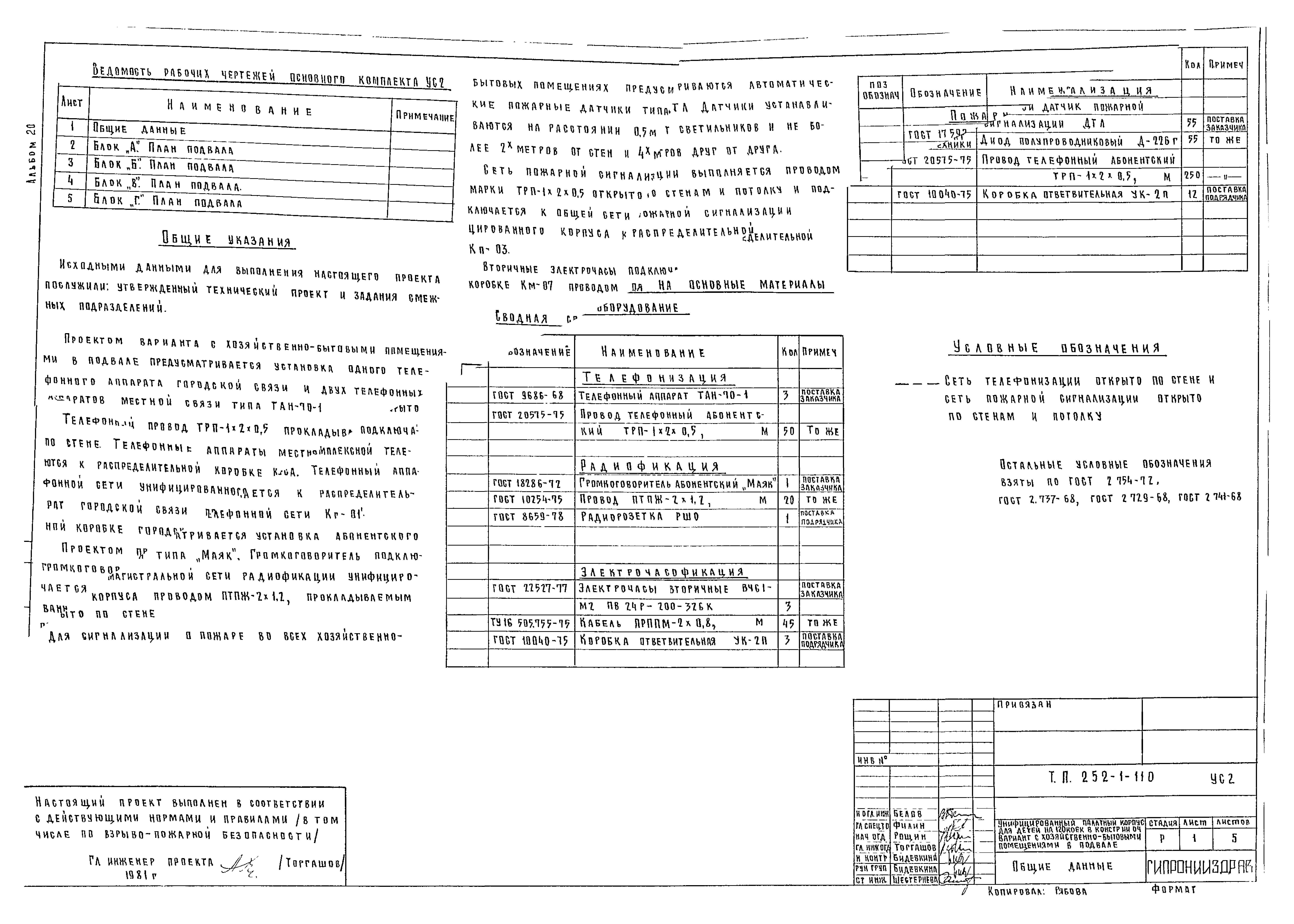 Типовой проект 252-1-110
