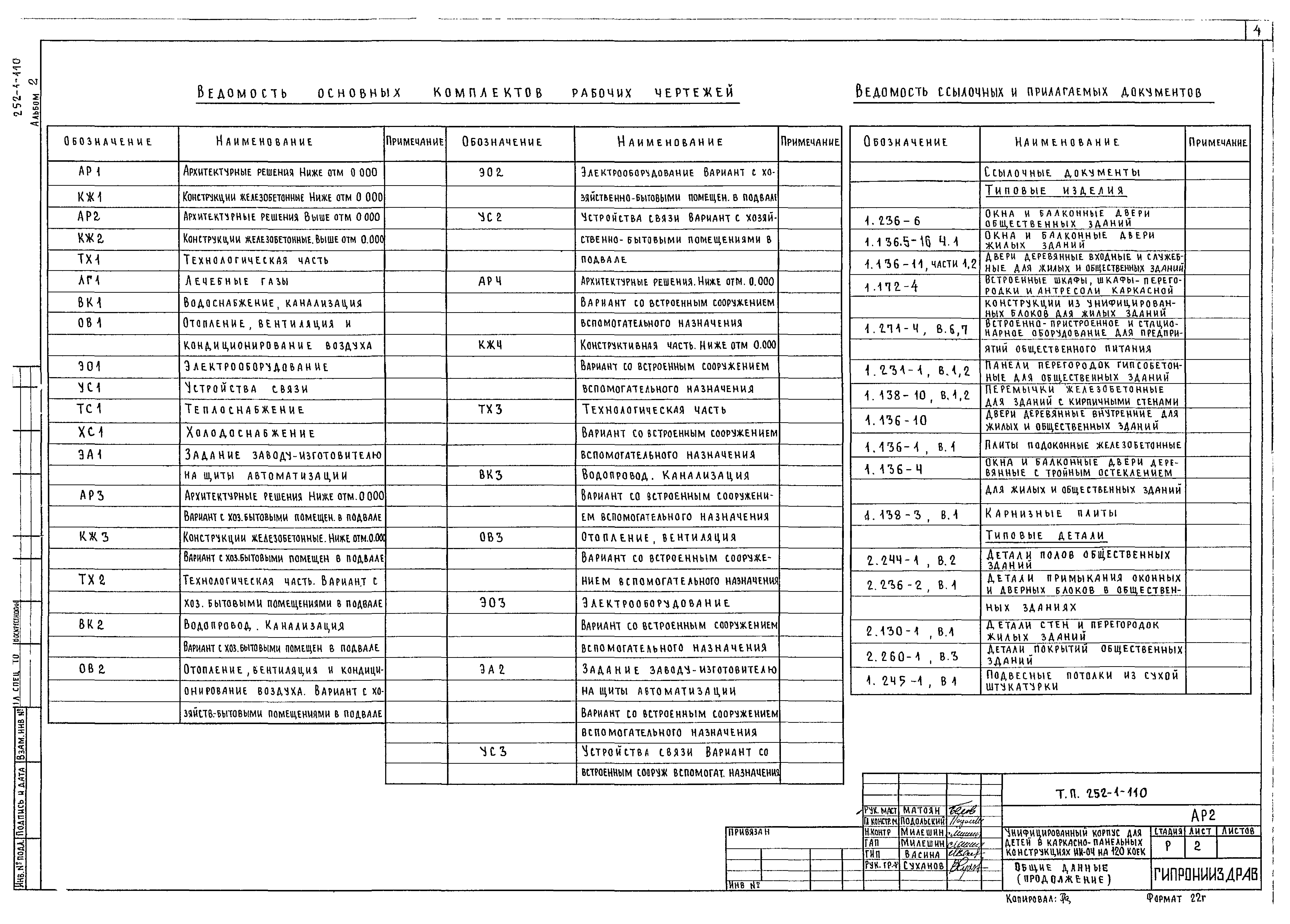 Типовой проект 252-1-110