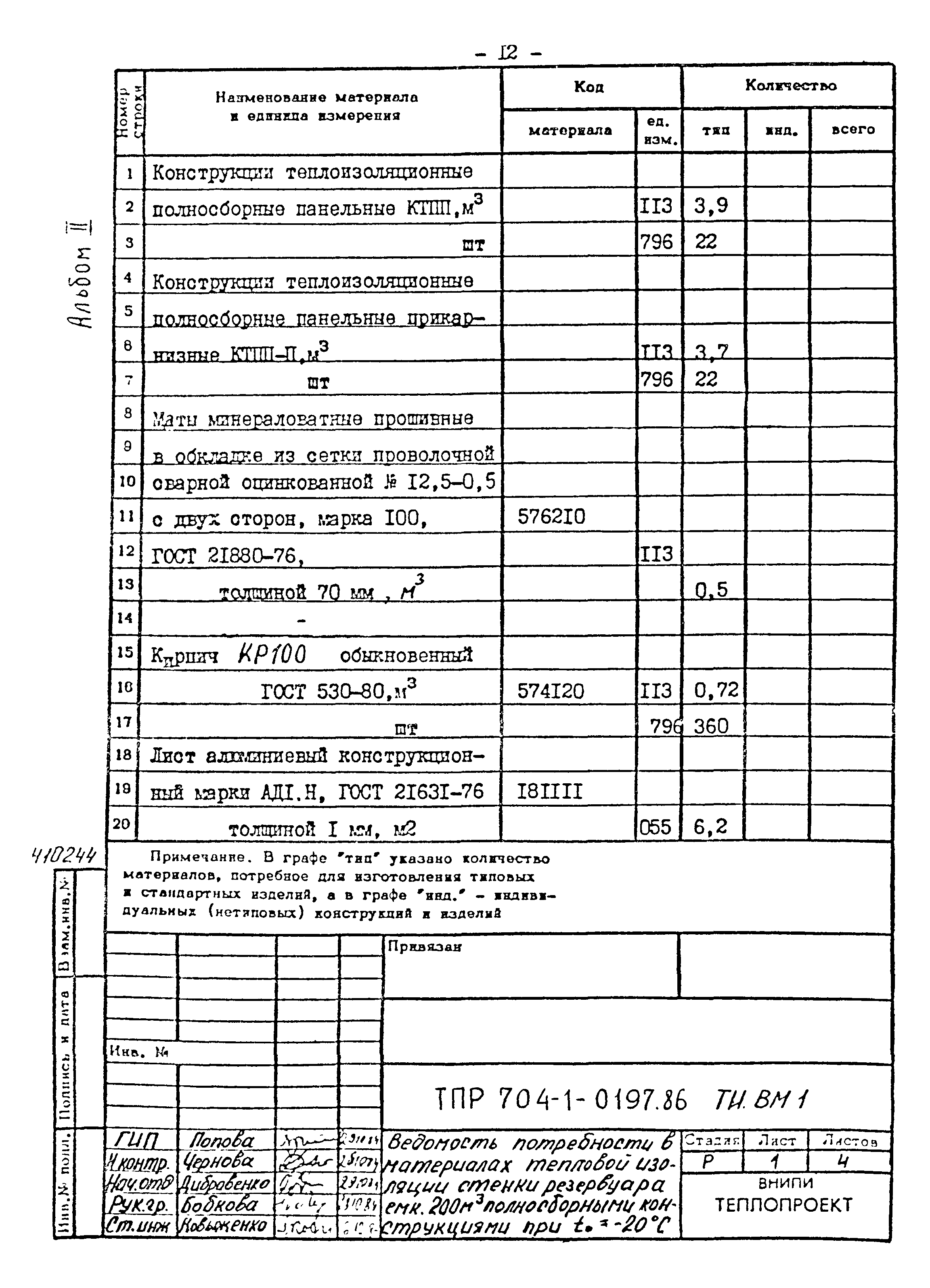 Типовые проектные решения 704-1-0197.86