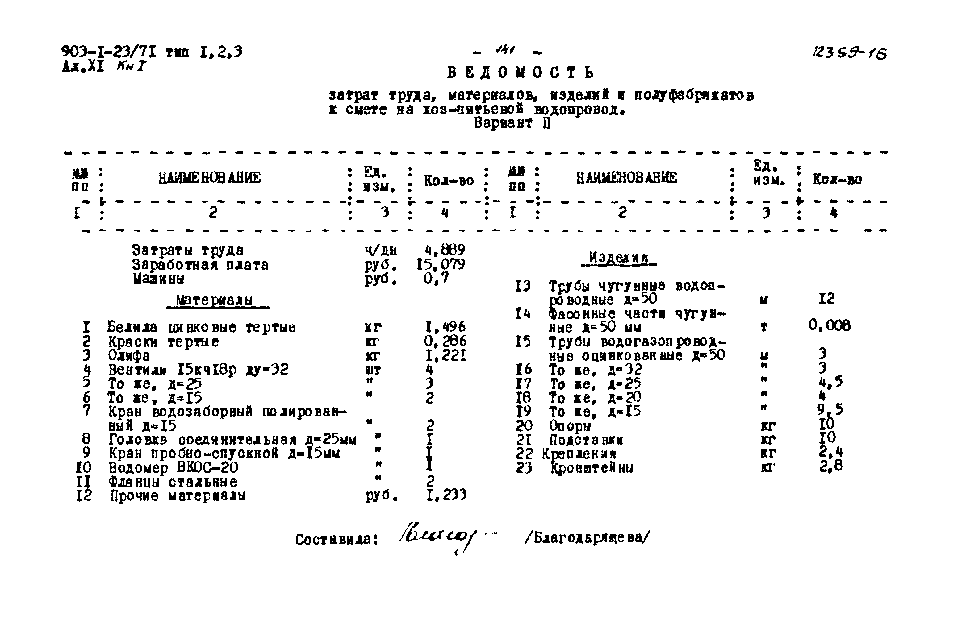 Типовой проект 903-1-23/71