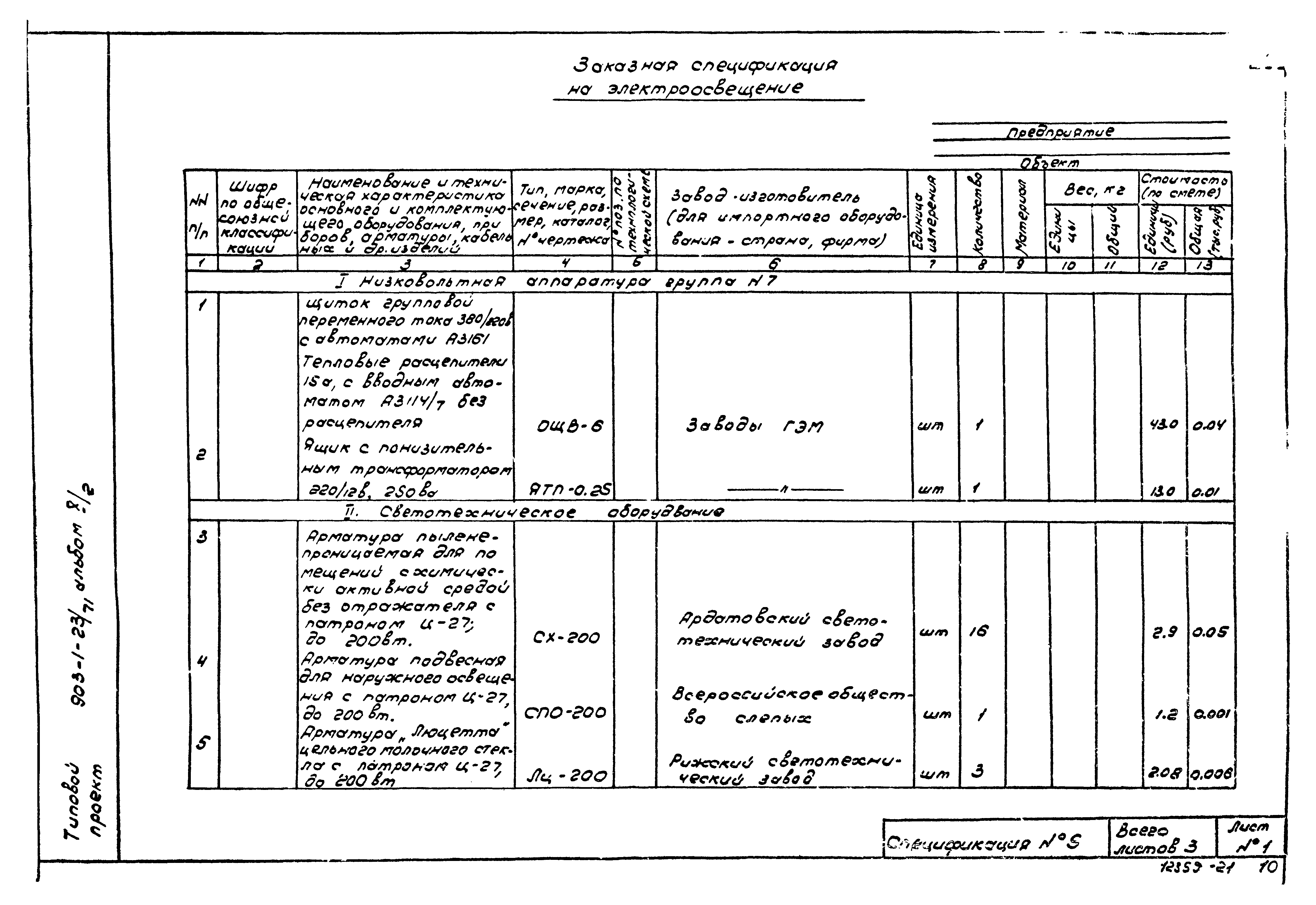 Типовой проект 903-1-23/71