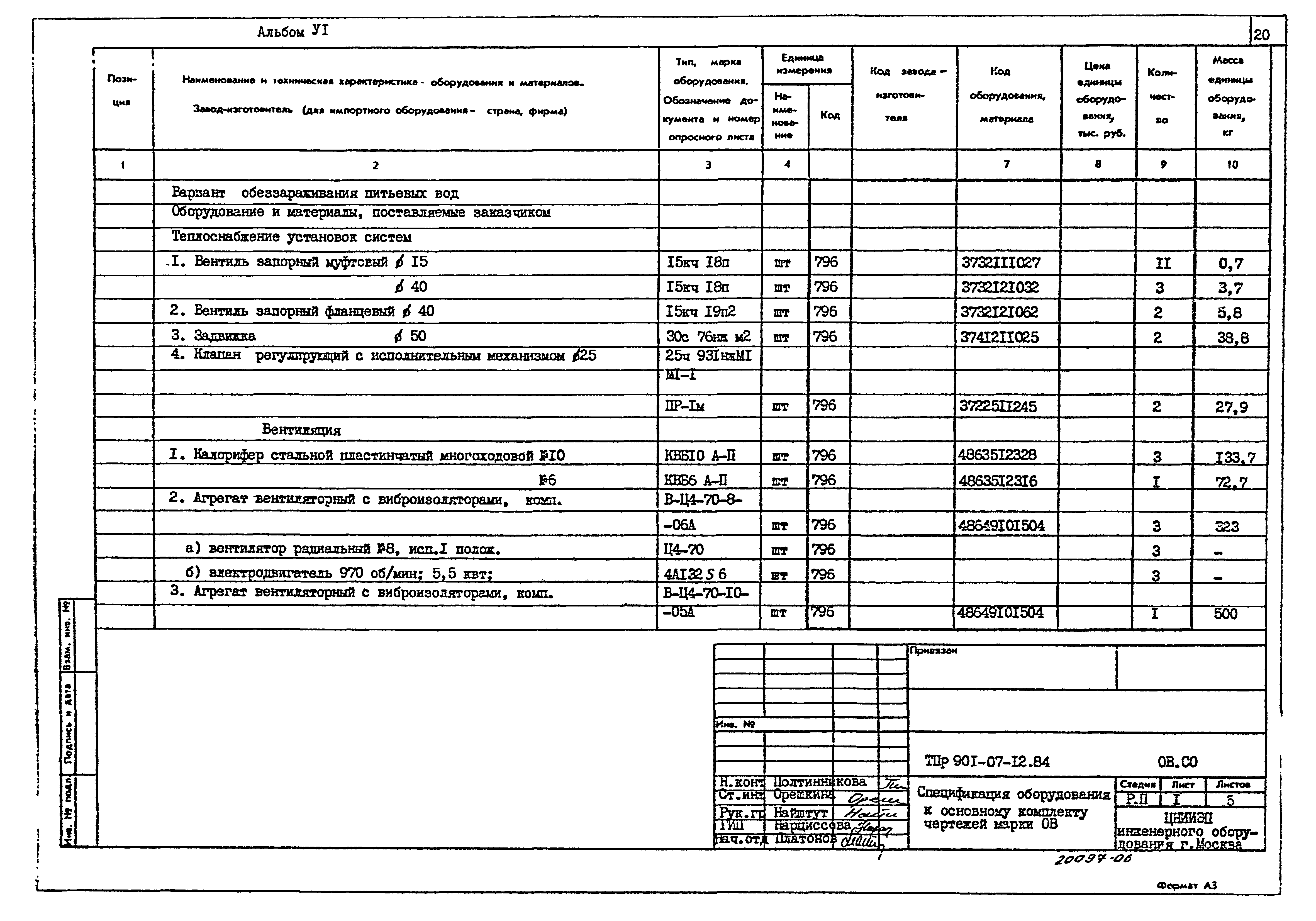 Типовые проектные решения 901-07-12.84