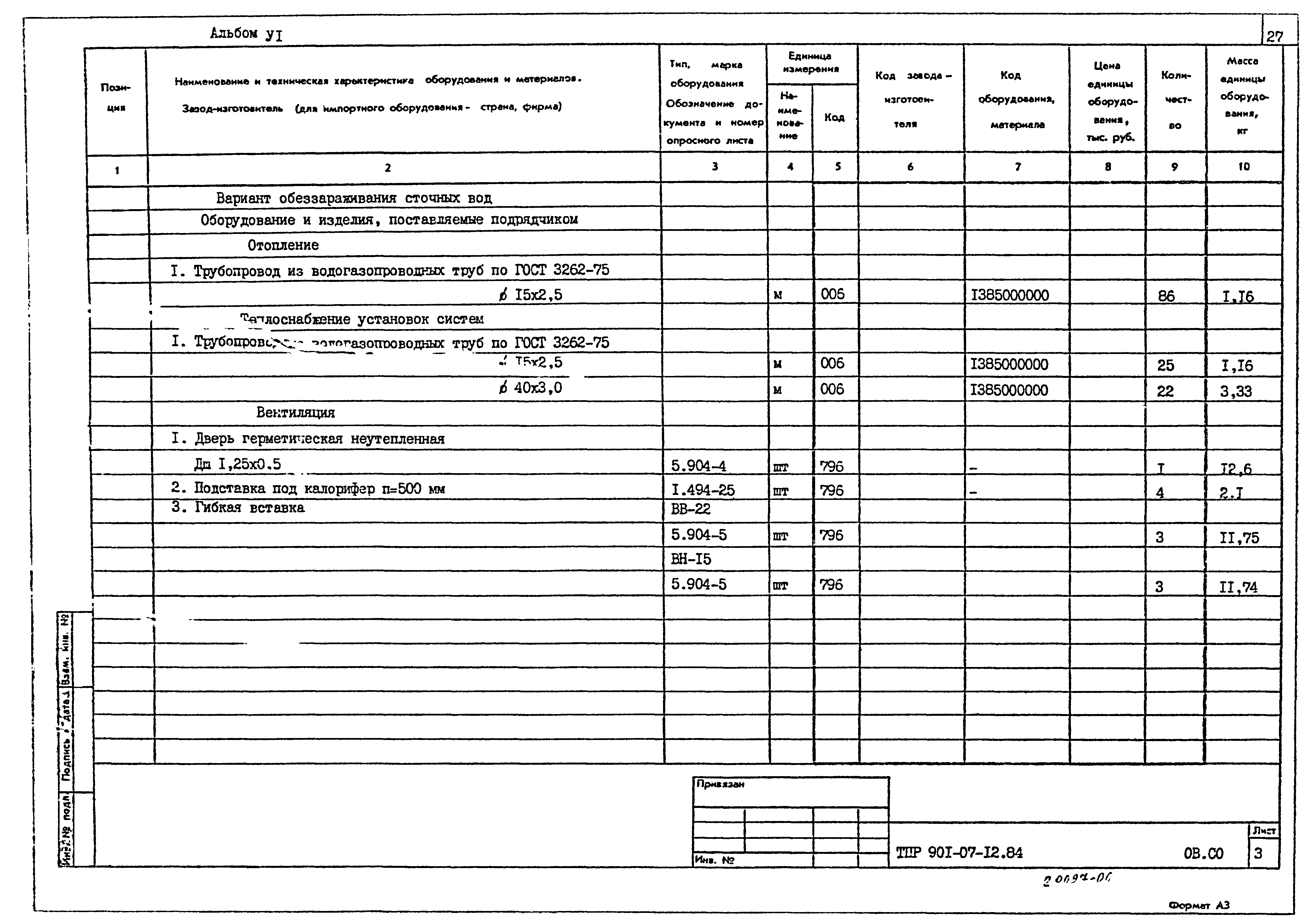 Типовые проектные решения 901-07-12.84