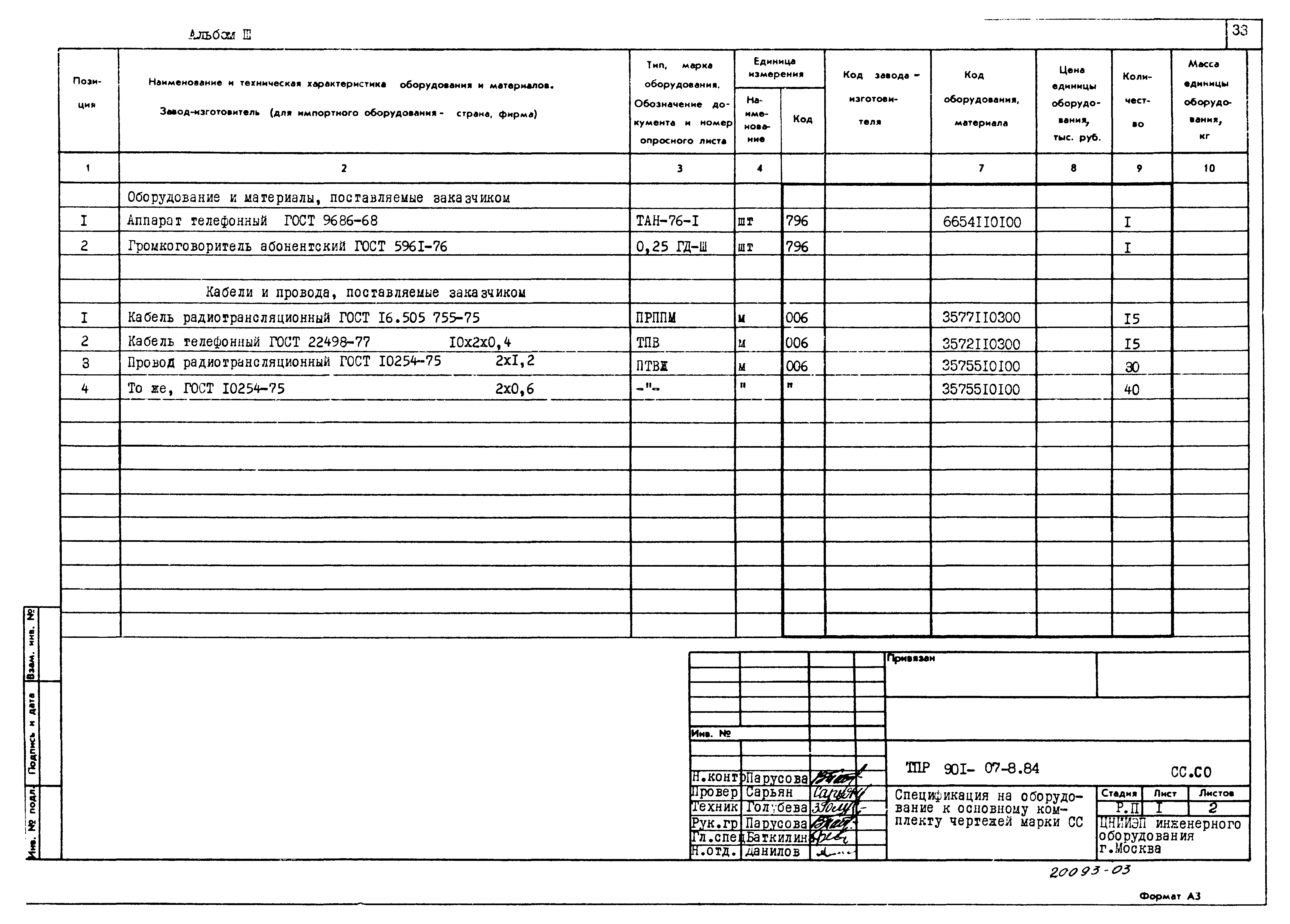 Типовые проектные решения 901-07-8.84