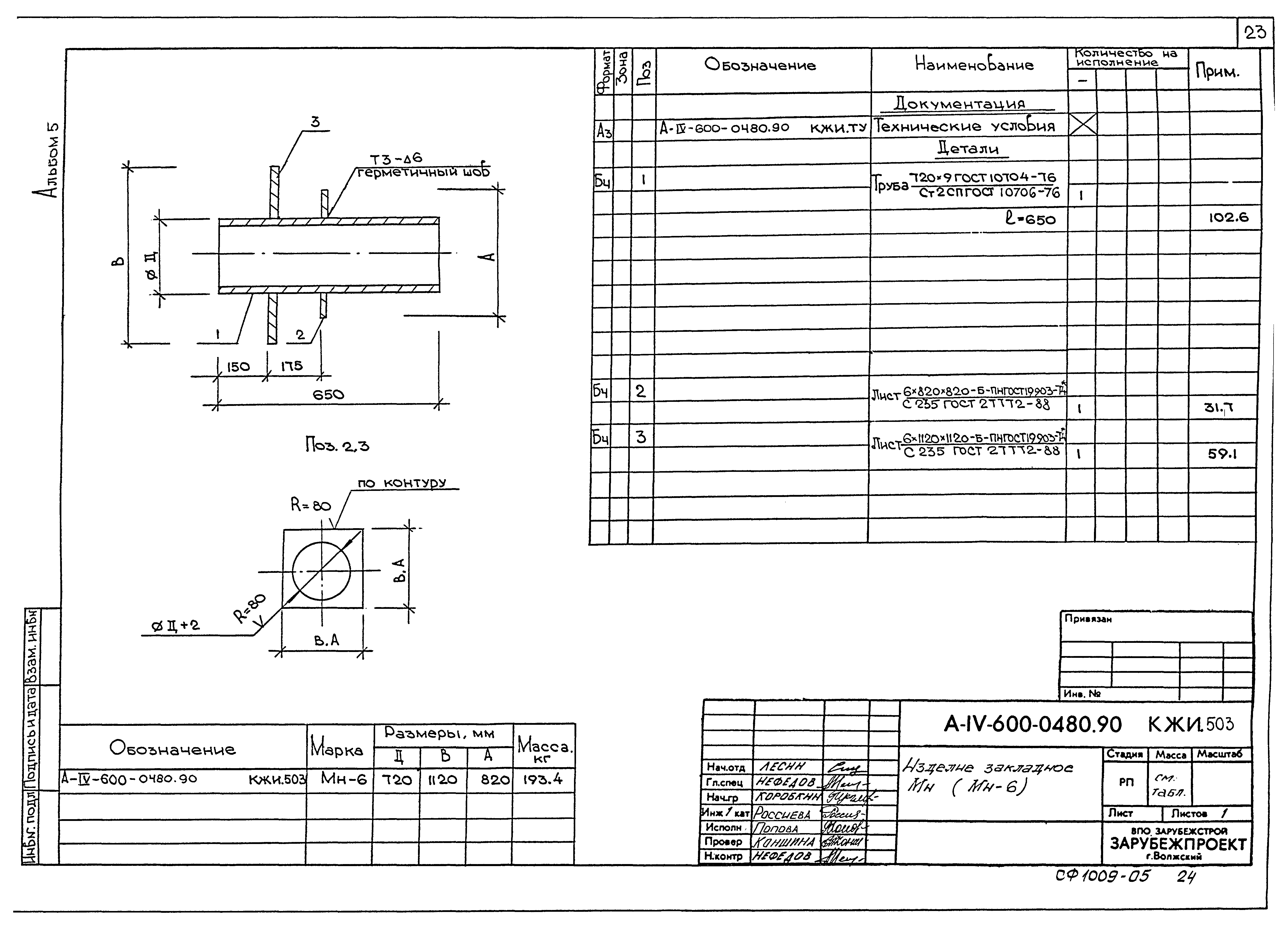 Типовые проектные решения А-IV-600-0480.90