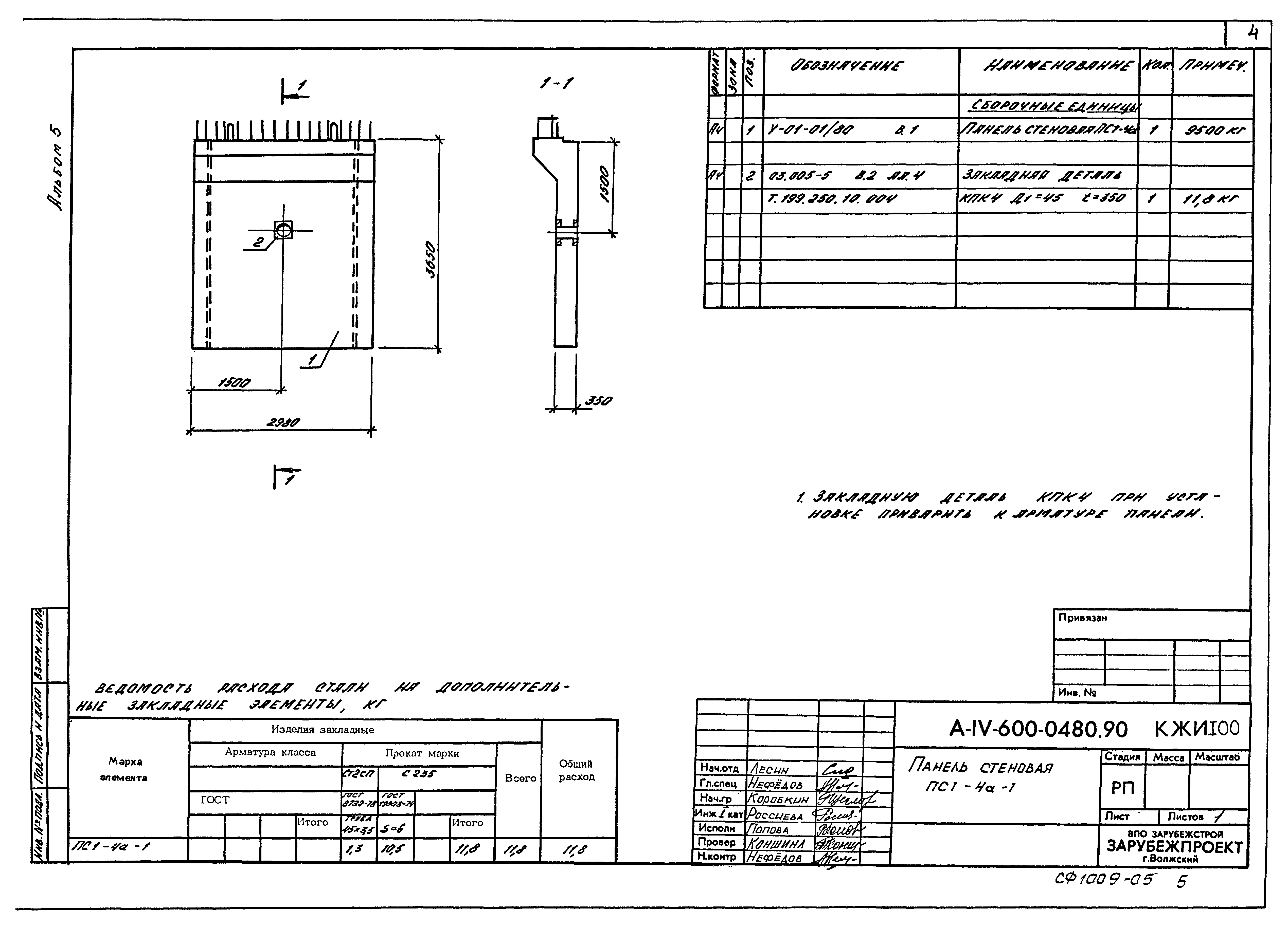 Типовые проектные решения А-IV-600-0480.90