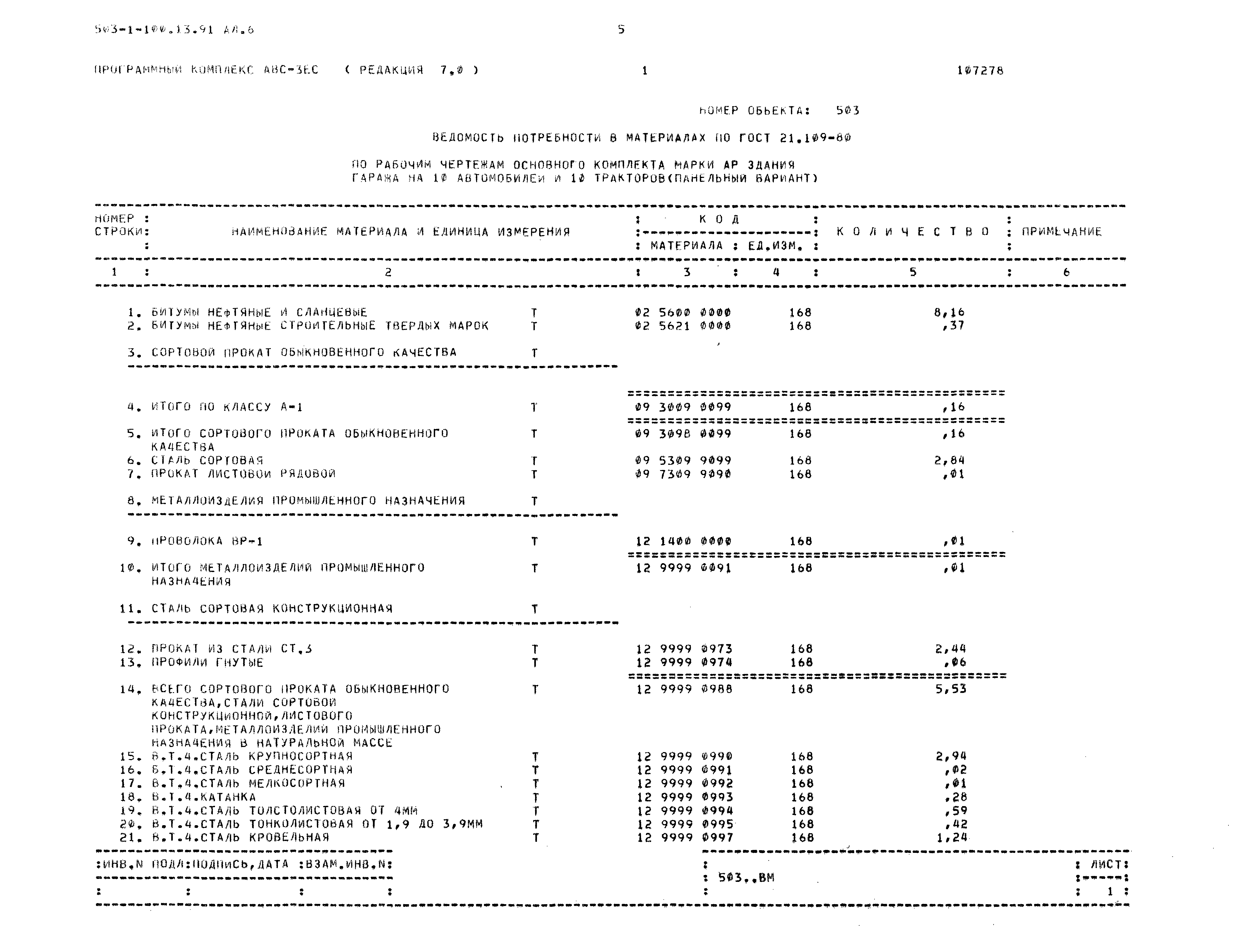 Типовой проект 503-1-100.13.91
