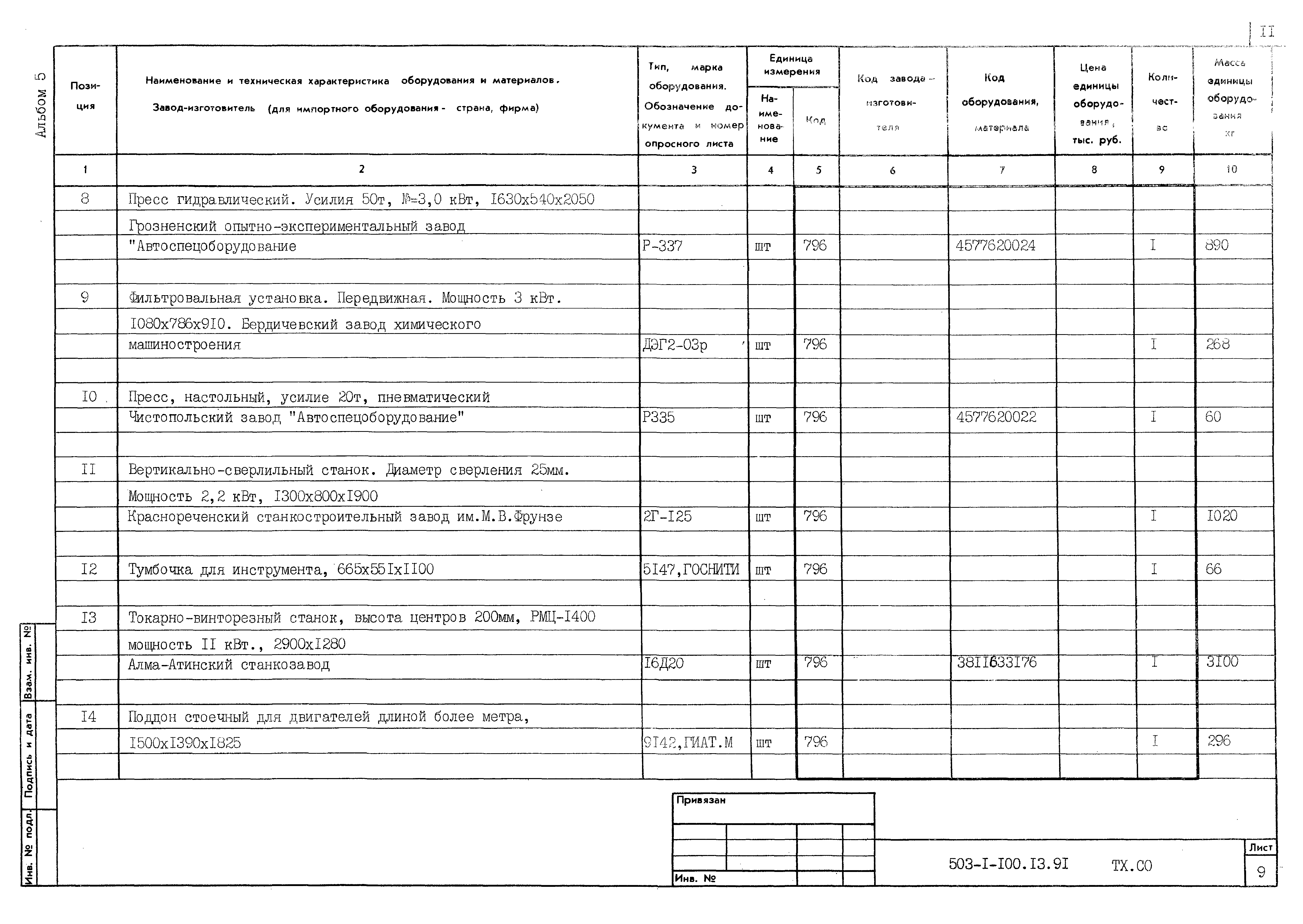 Типовой проект 503-1-100.13.91