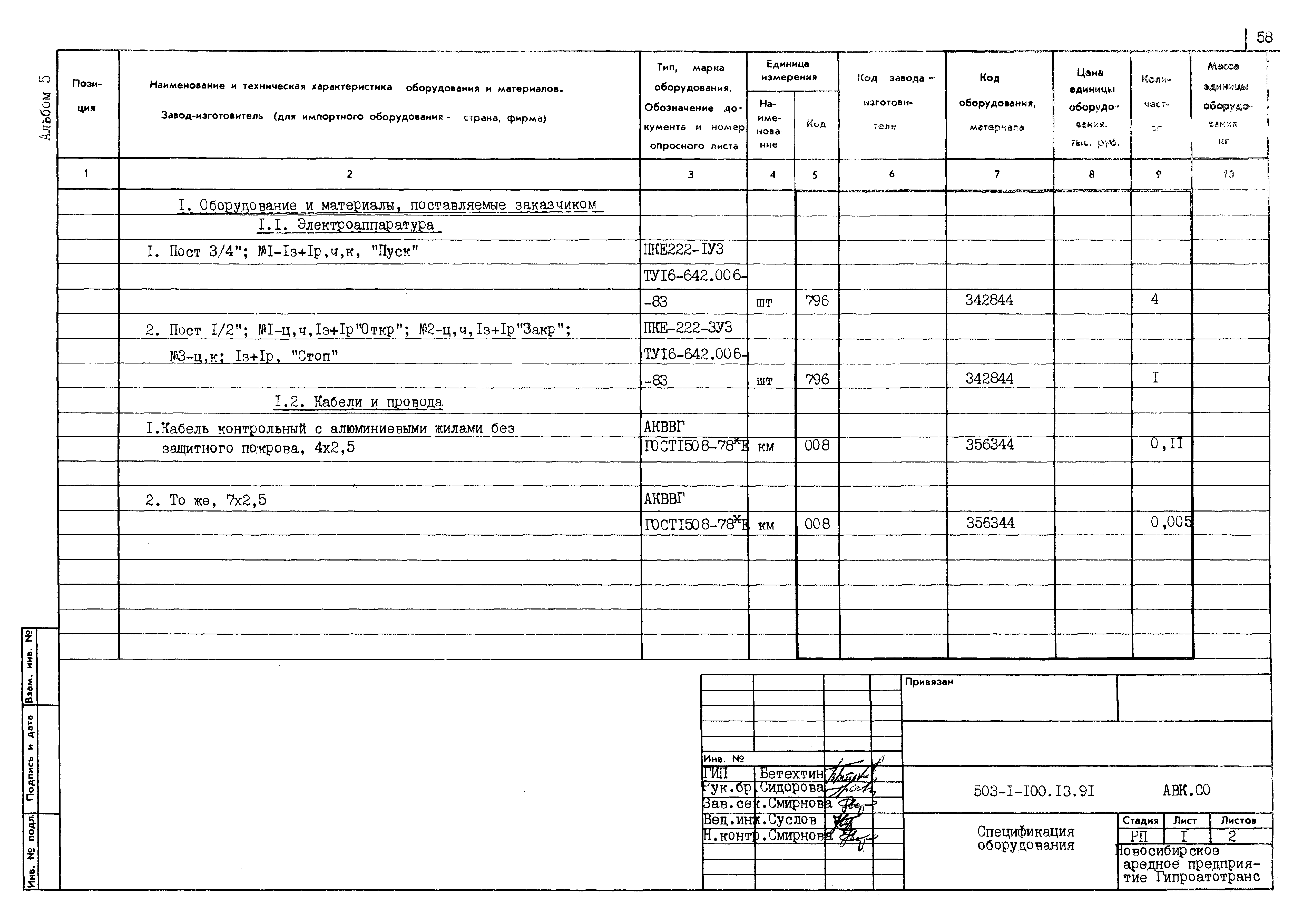 Типовой проект 503-1-100.13.91