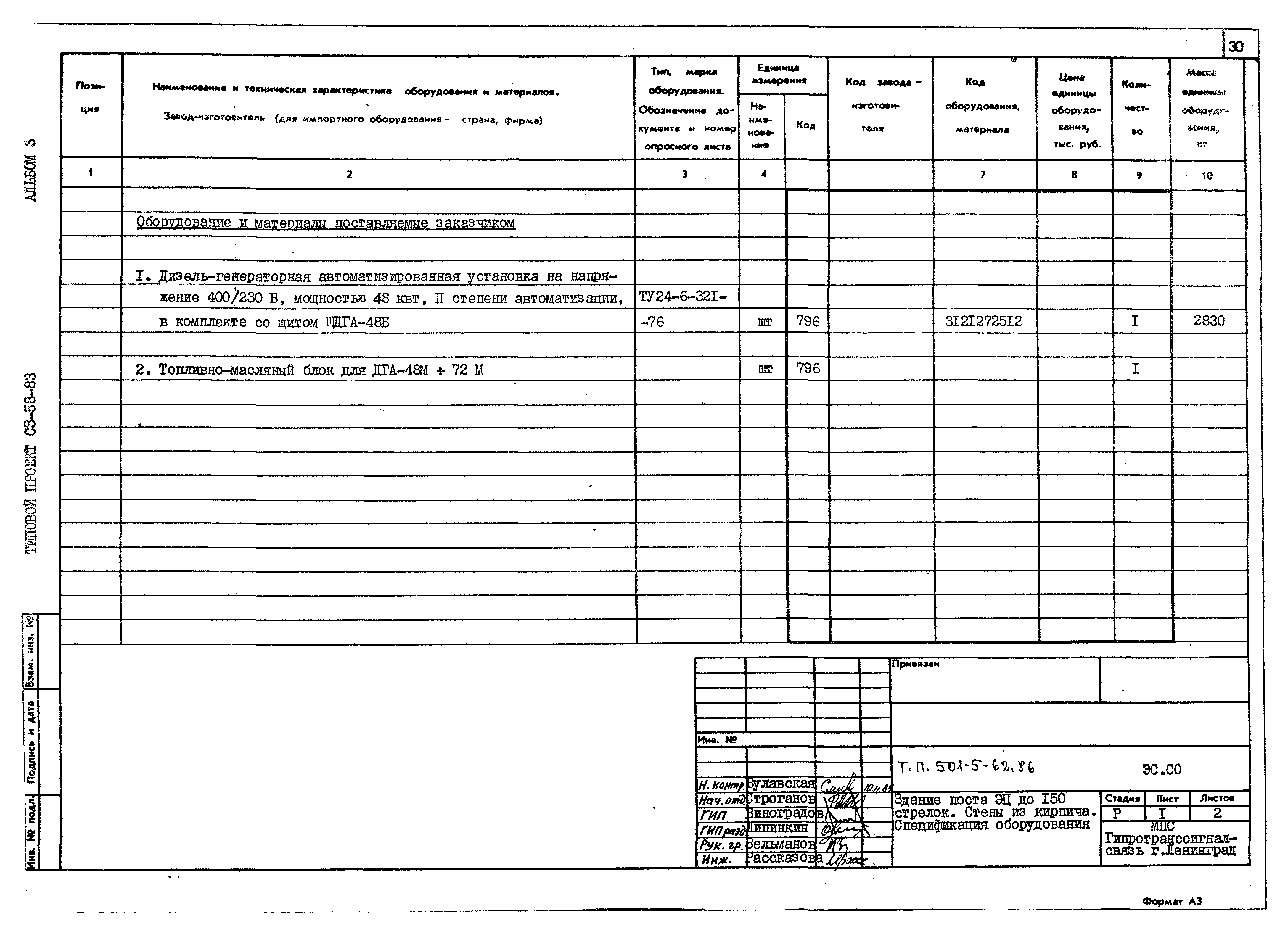 Типовой проект 501-5-62.86