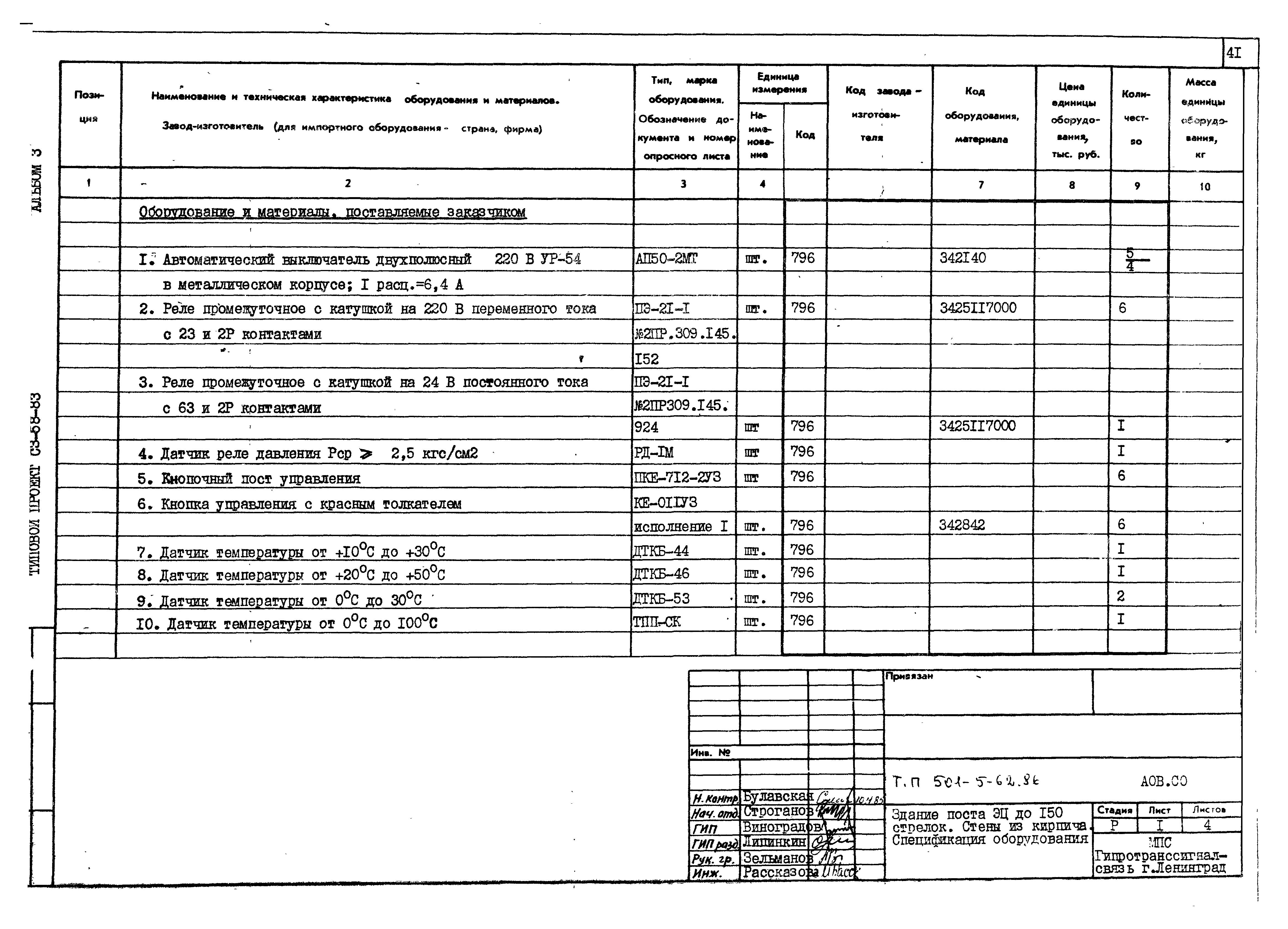 Типовой проект 501-5-62.86