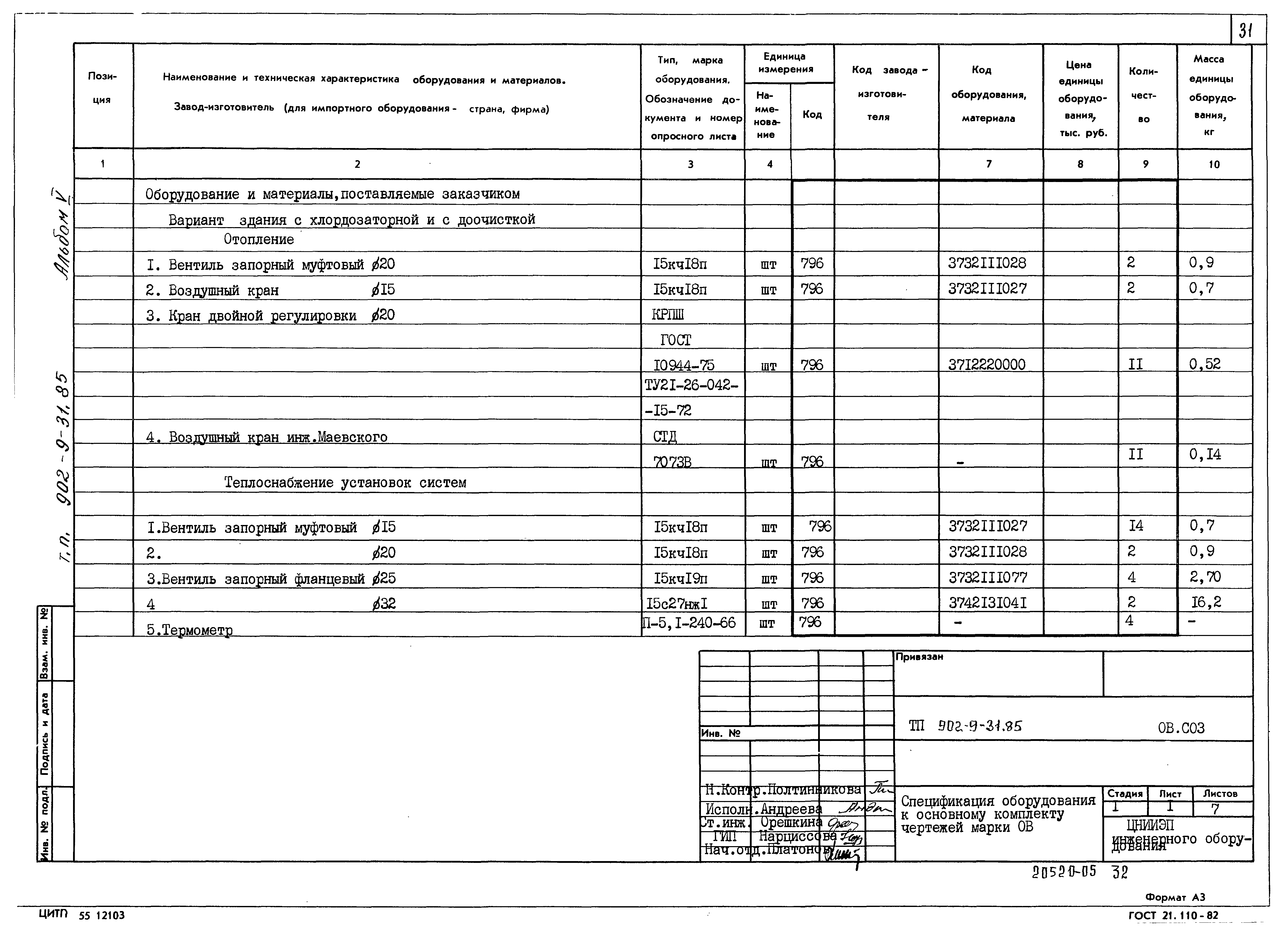 Типовой проект 902-9-31.85