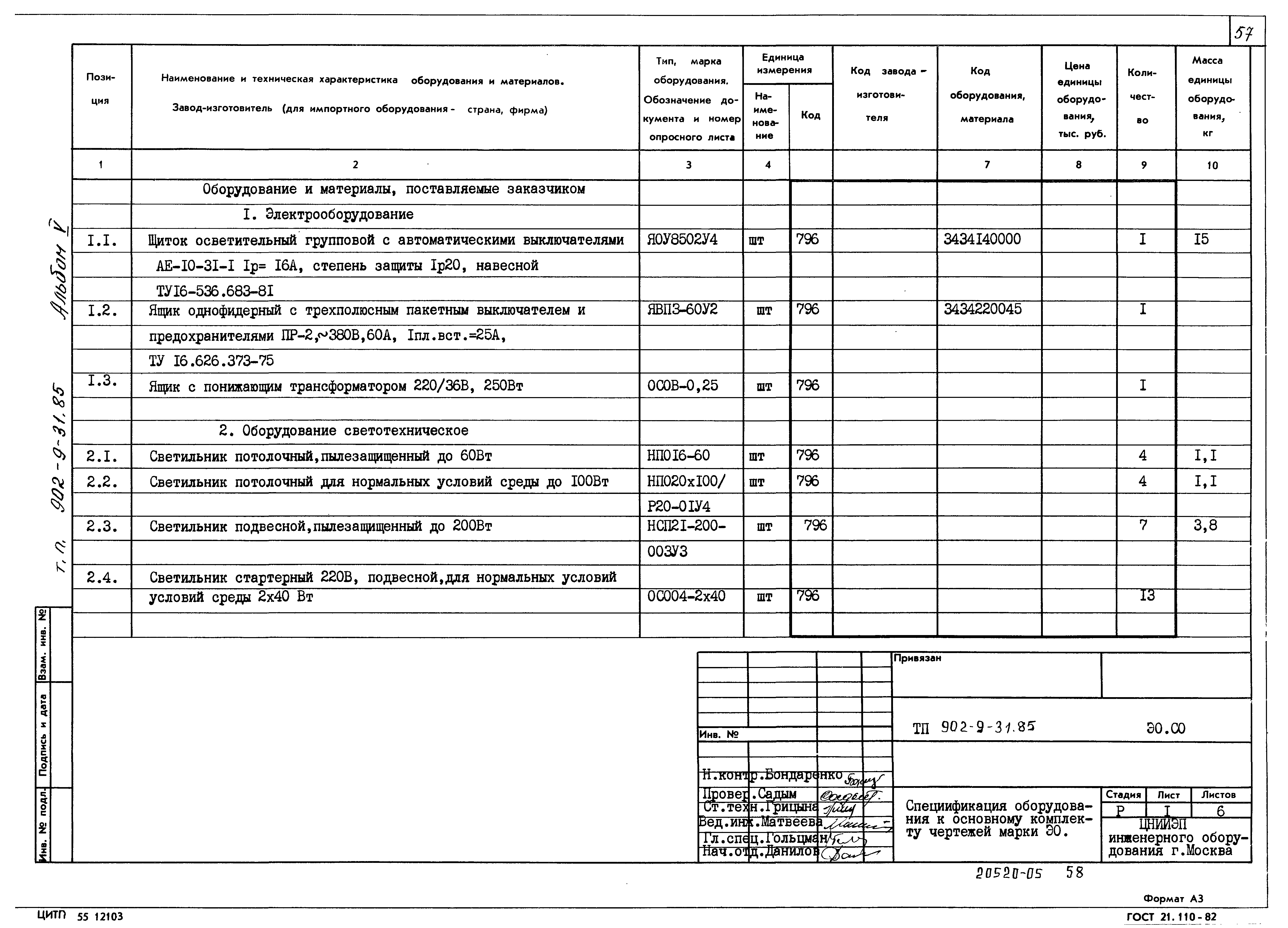 Типовой проект 902-9-31.85