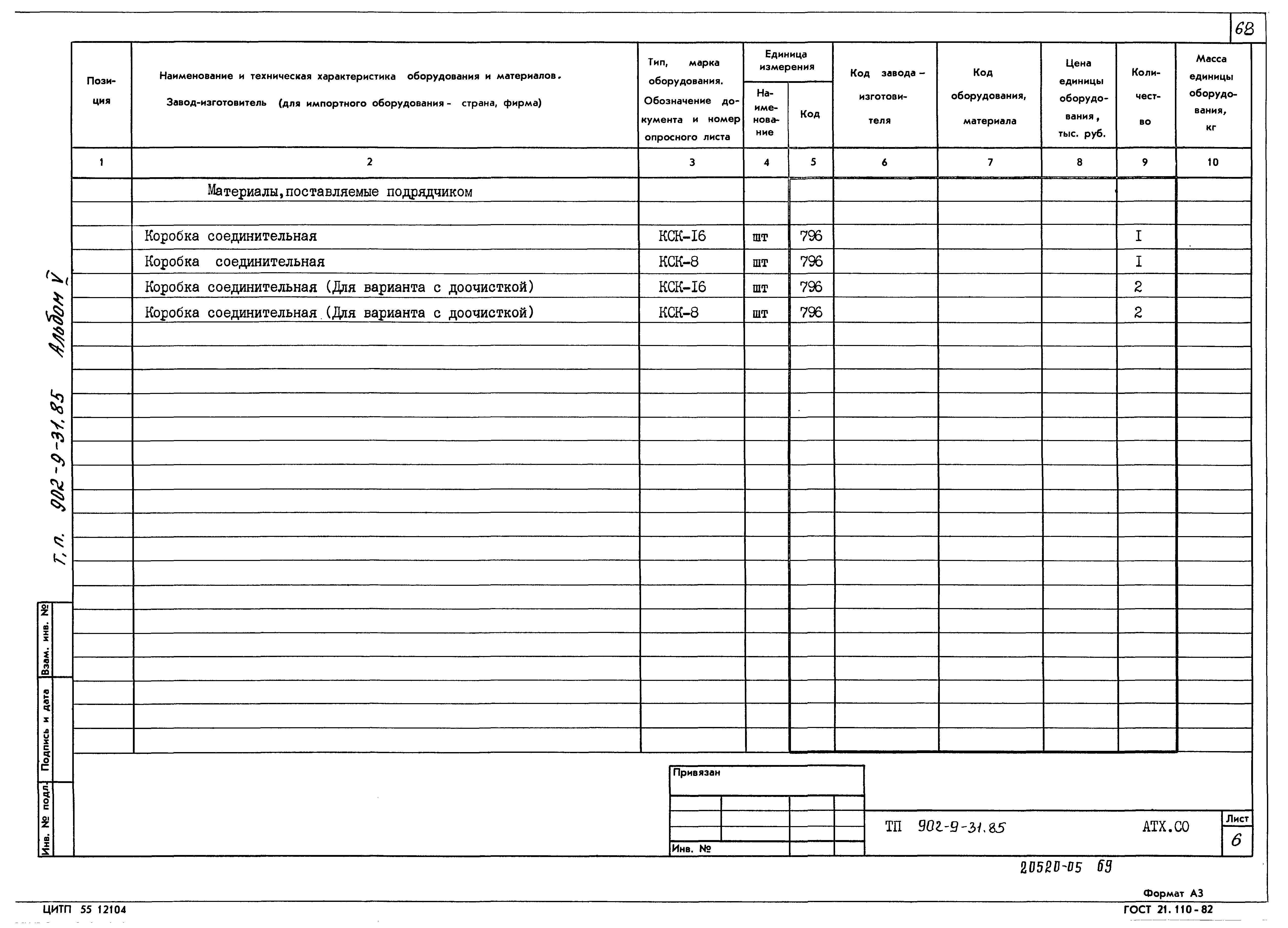 Типовой проект 902-9-31.85