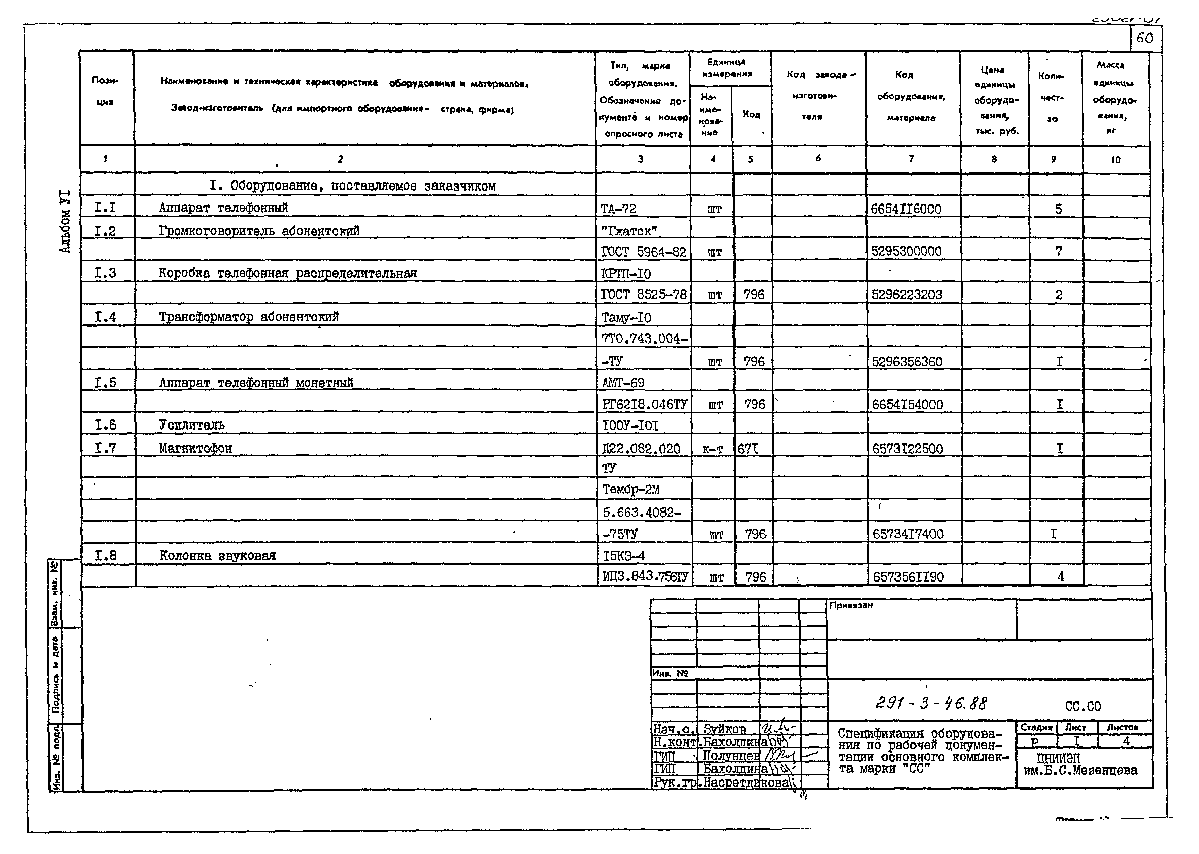 Типовой проект 291-3-46.88