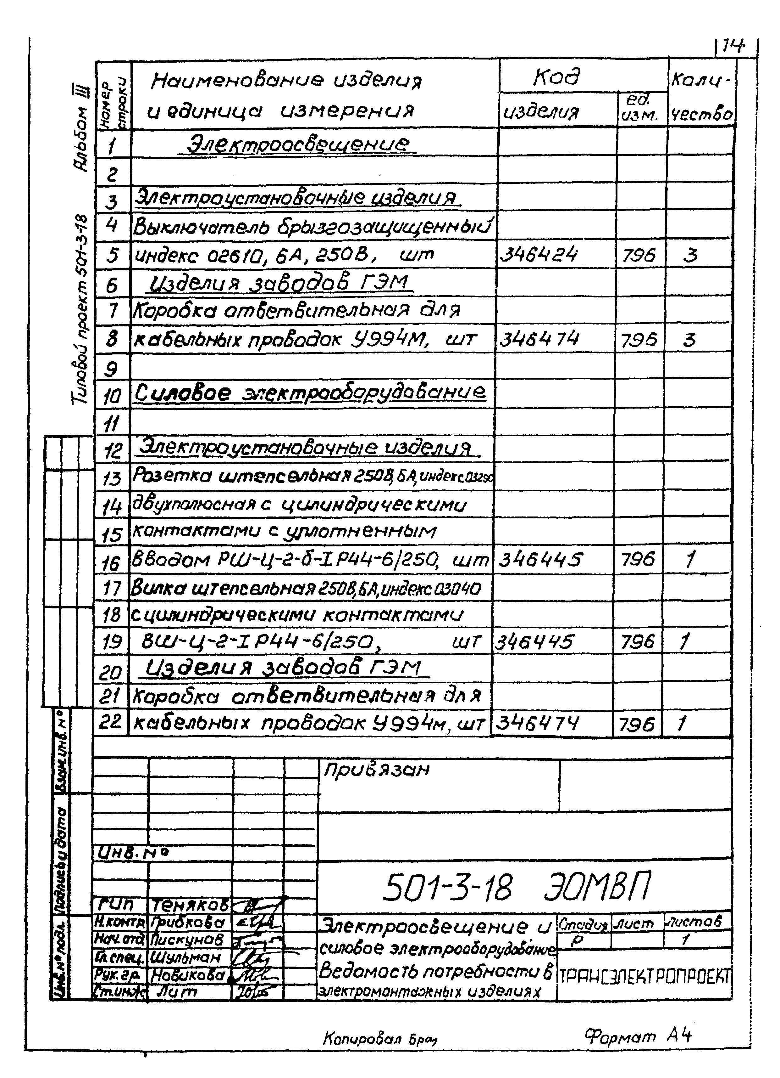 Типовой проект 501-3-18