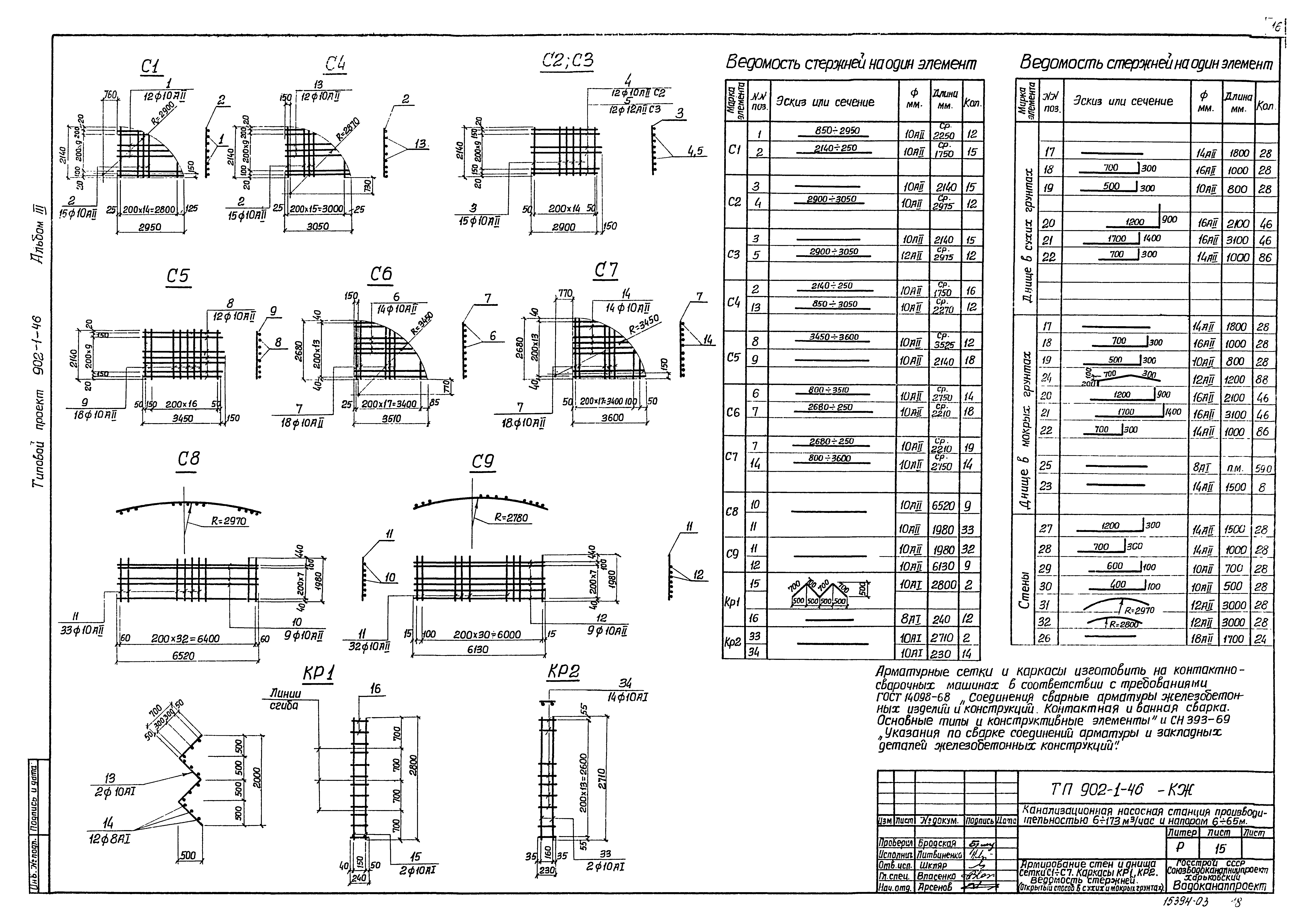 Скачать Типовой проект 902-1-46 Альбом III. Архитектурно-строительные  решения (глубина заложения подводящего коллектора 4,0 м). Подземная часть