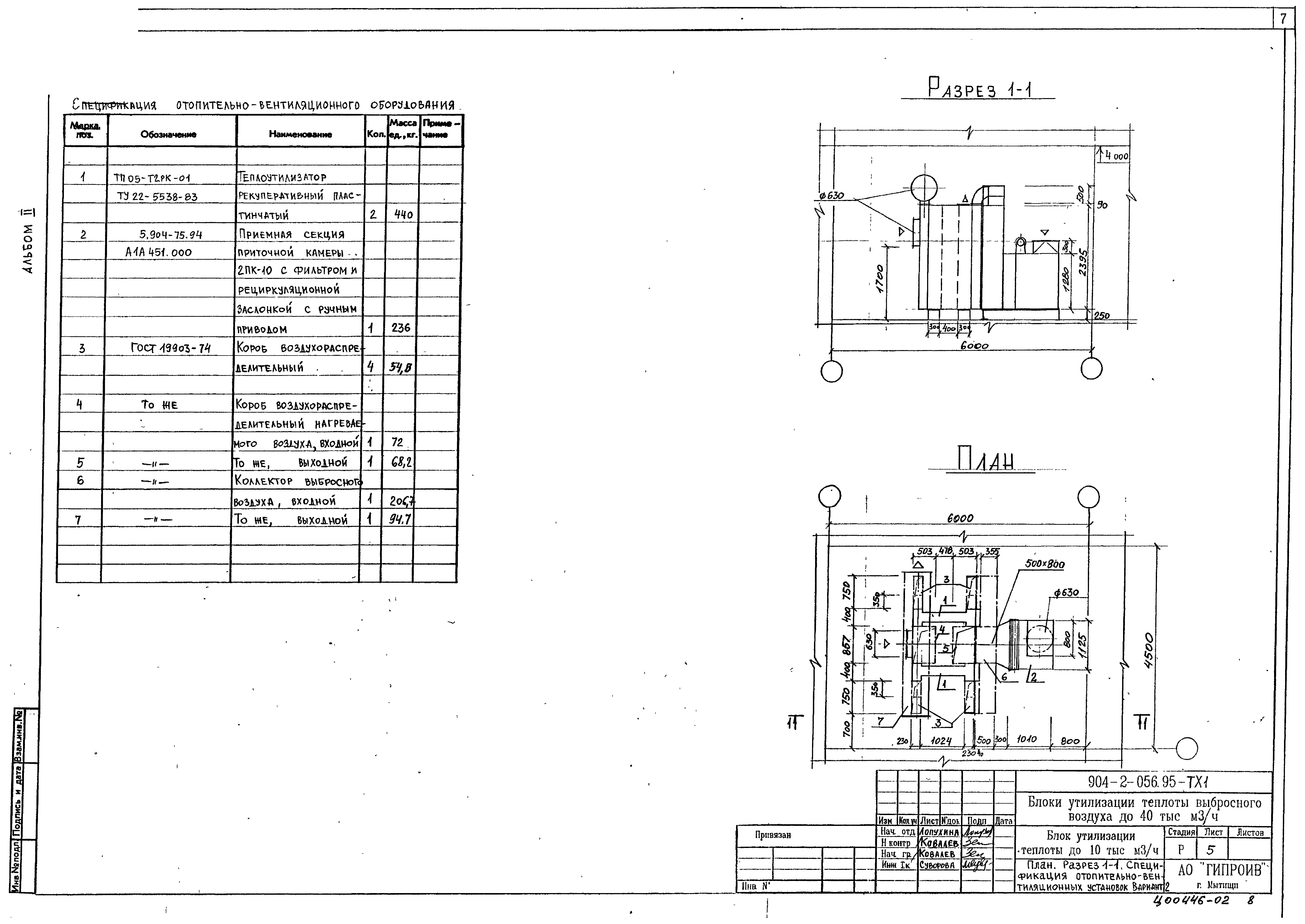 Типовые проектные решения 904-2-056.95