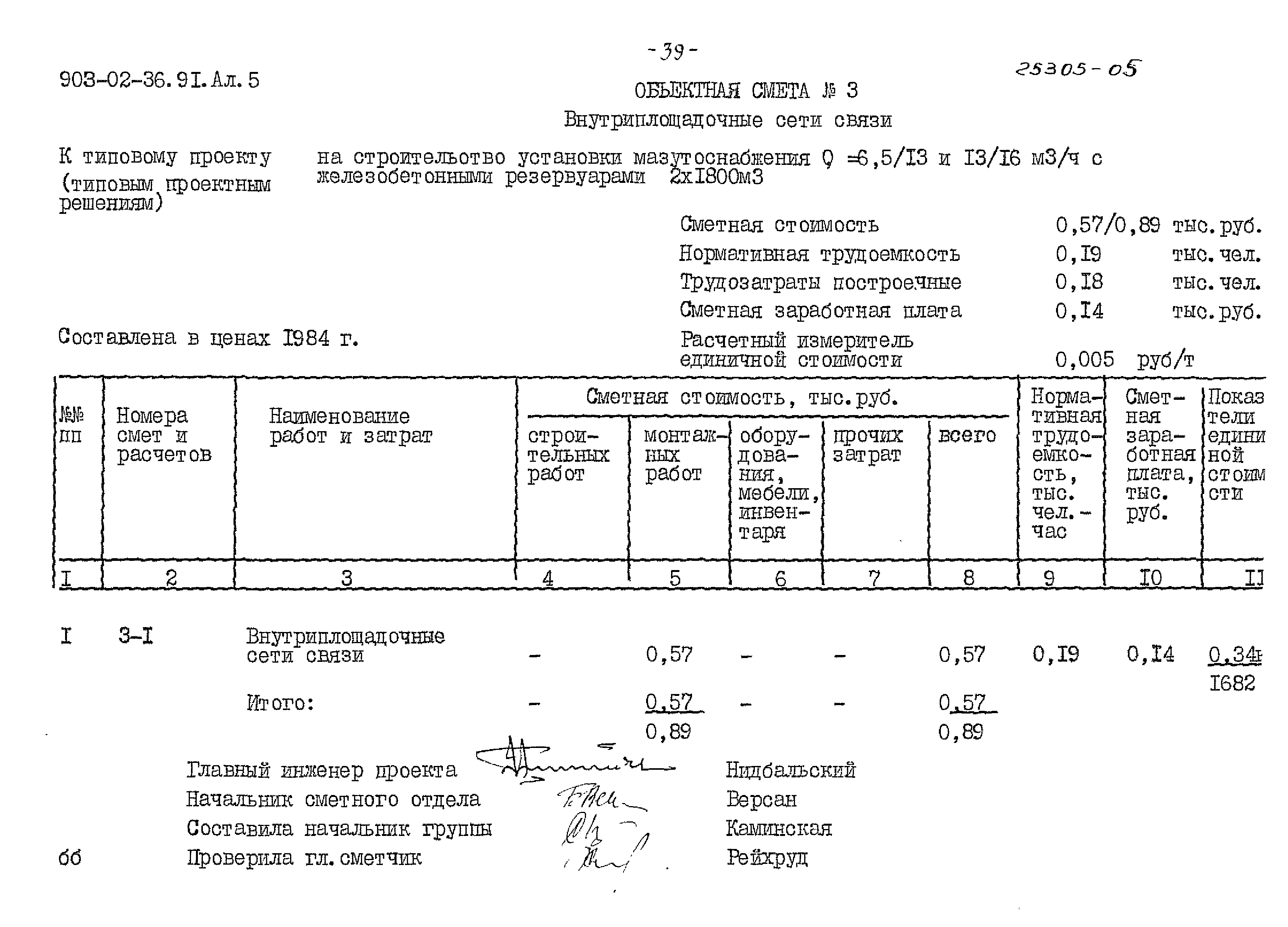 Скачать Типовые материалы для проектирования 903-02-36.91 Альбом 5. Сметы