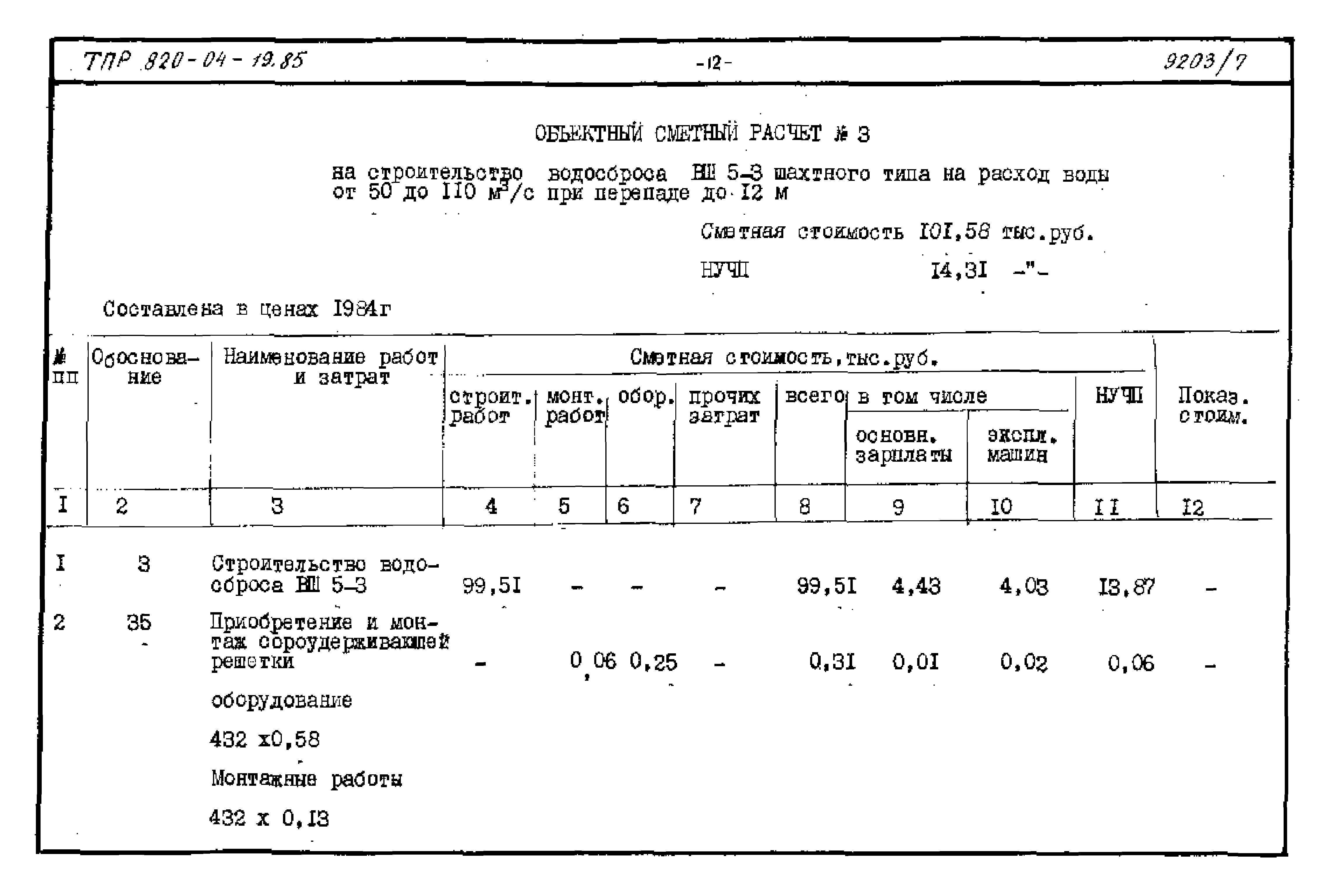 Типовые проектные решения 820-04-19.85