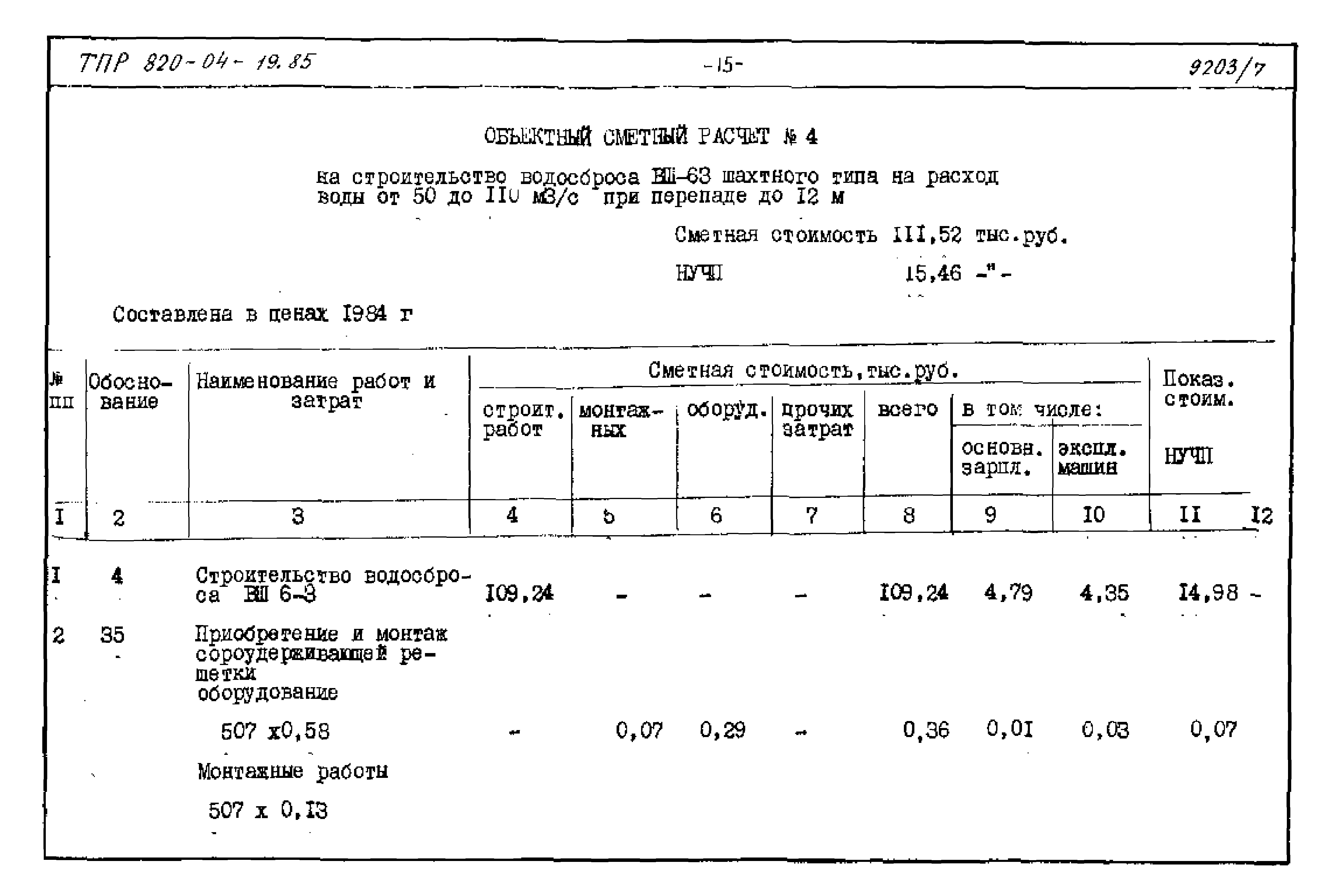 Типовые проектные решения 820-04-19.85