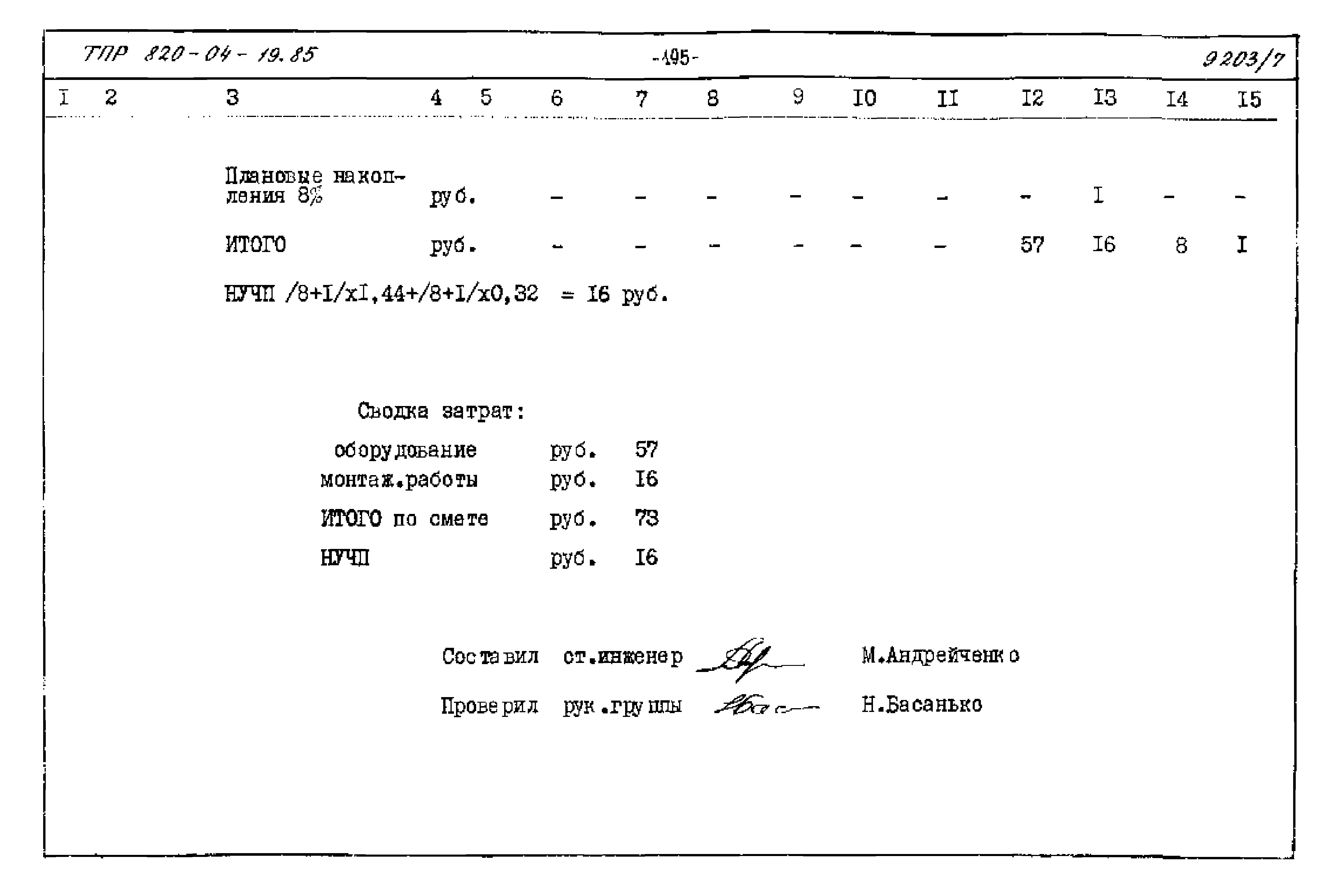 Типовые проектные решения 820-04-19.85