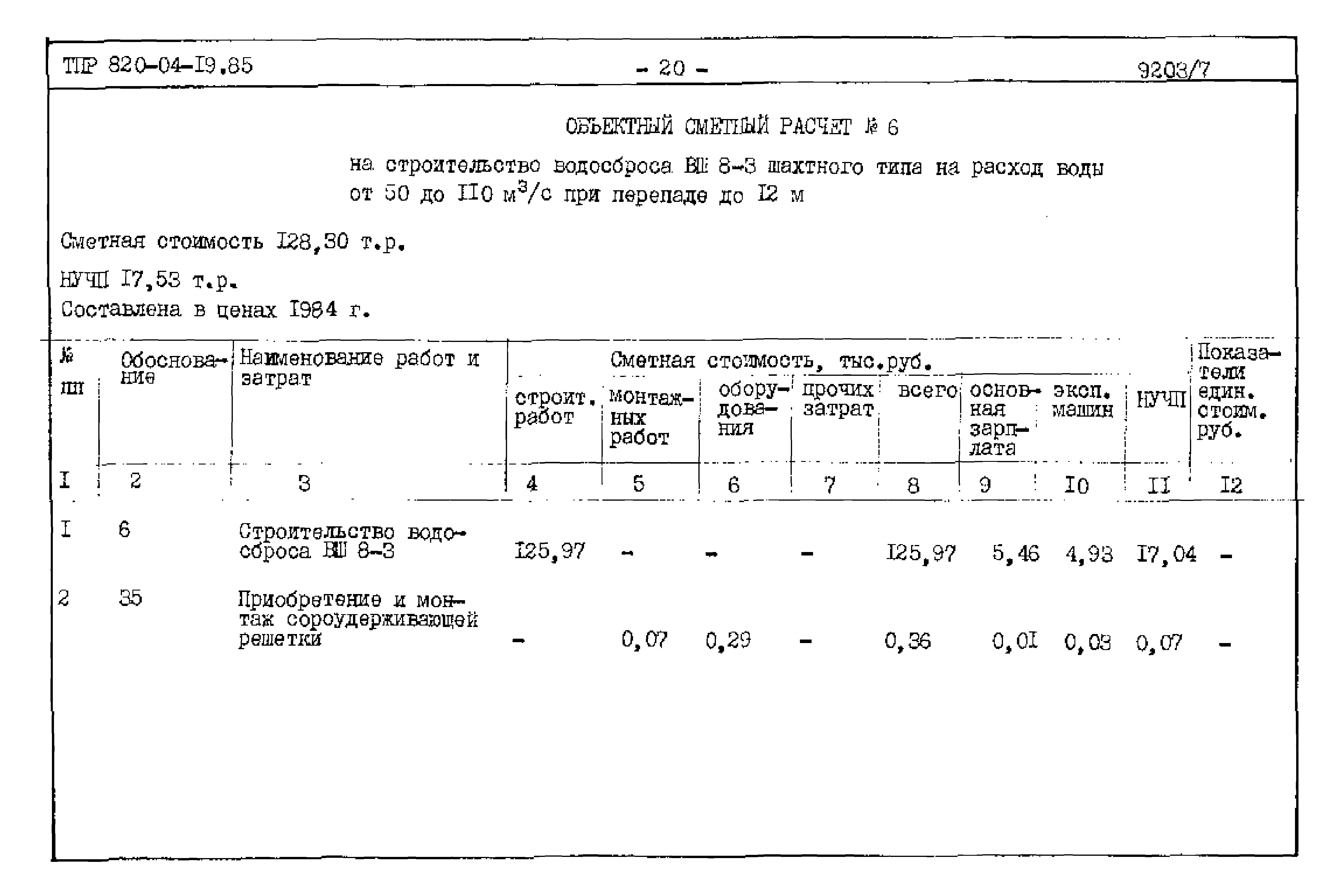 Типовые проектные решения 820-04-19.85