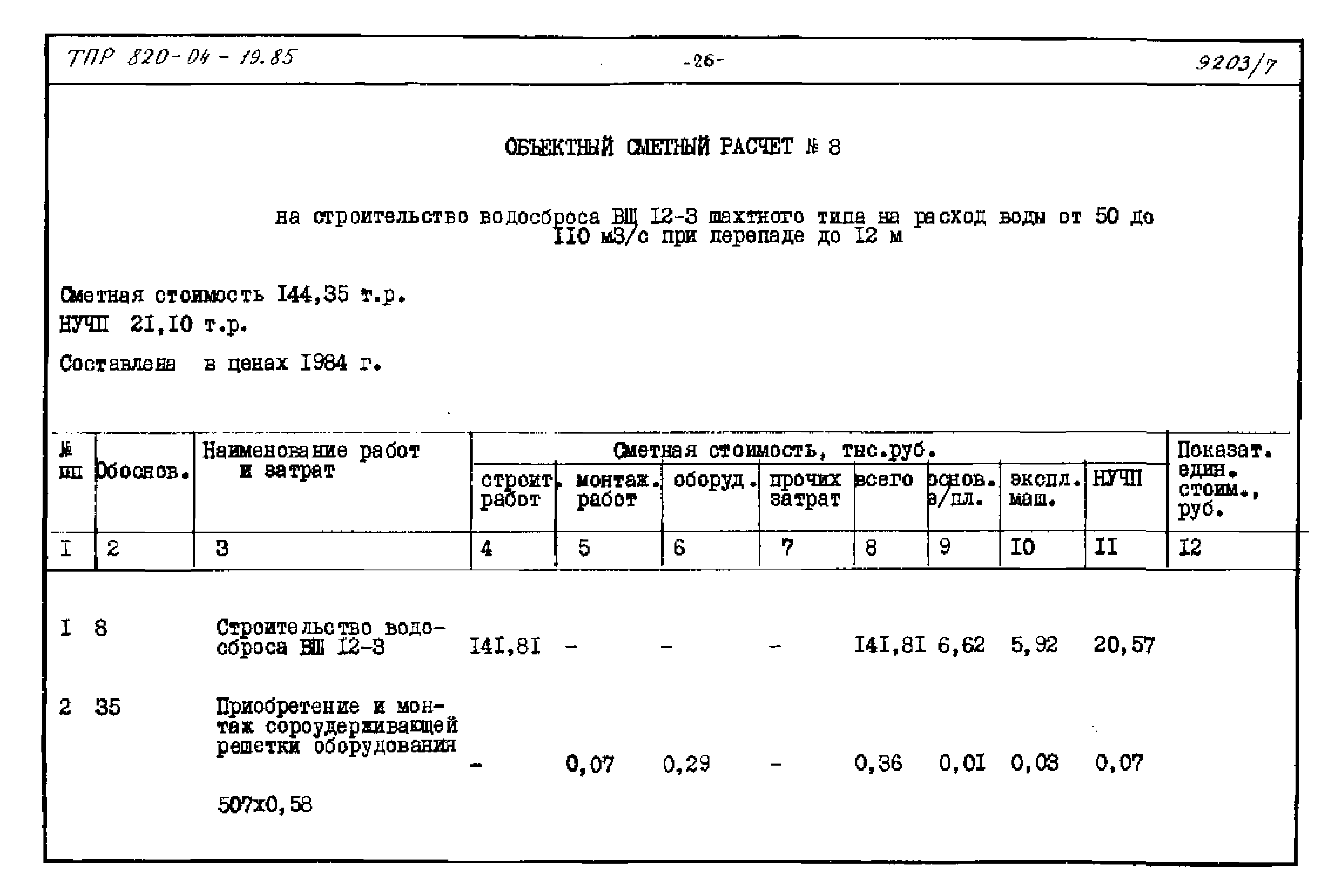 Типовые проектные решения 820-04-19.85