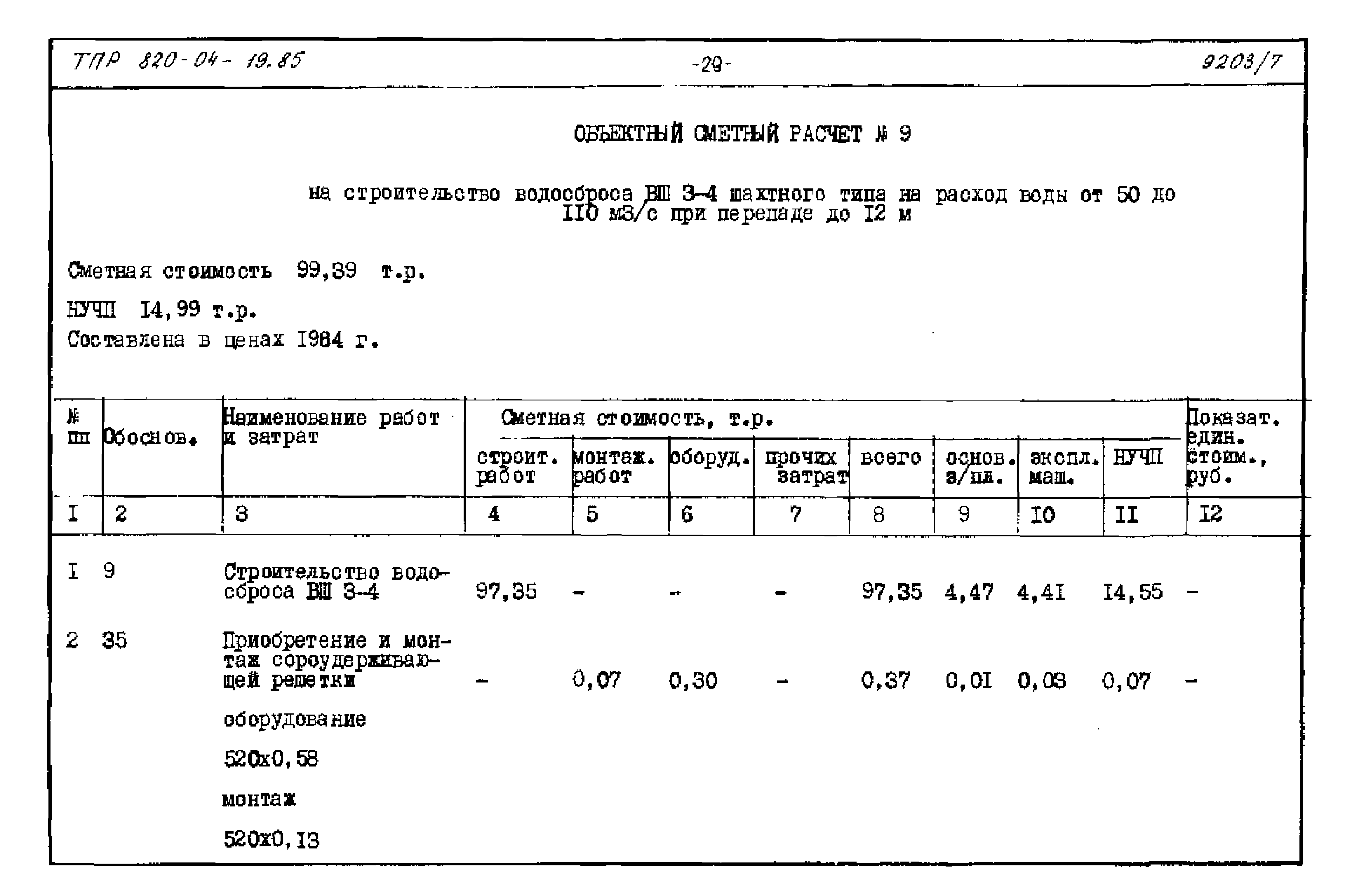 Типовые проектные решения 820-04-19.85