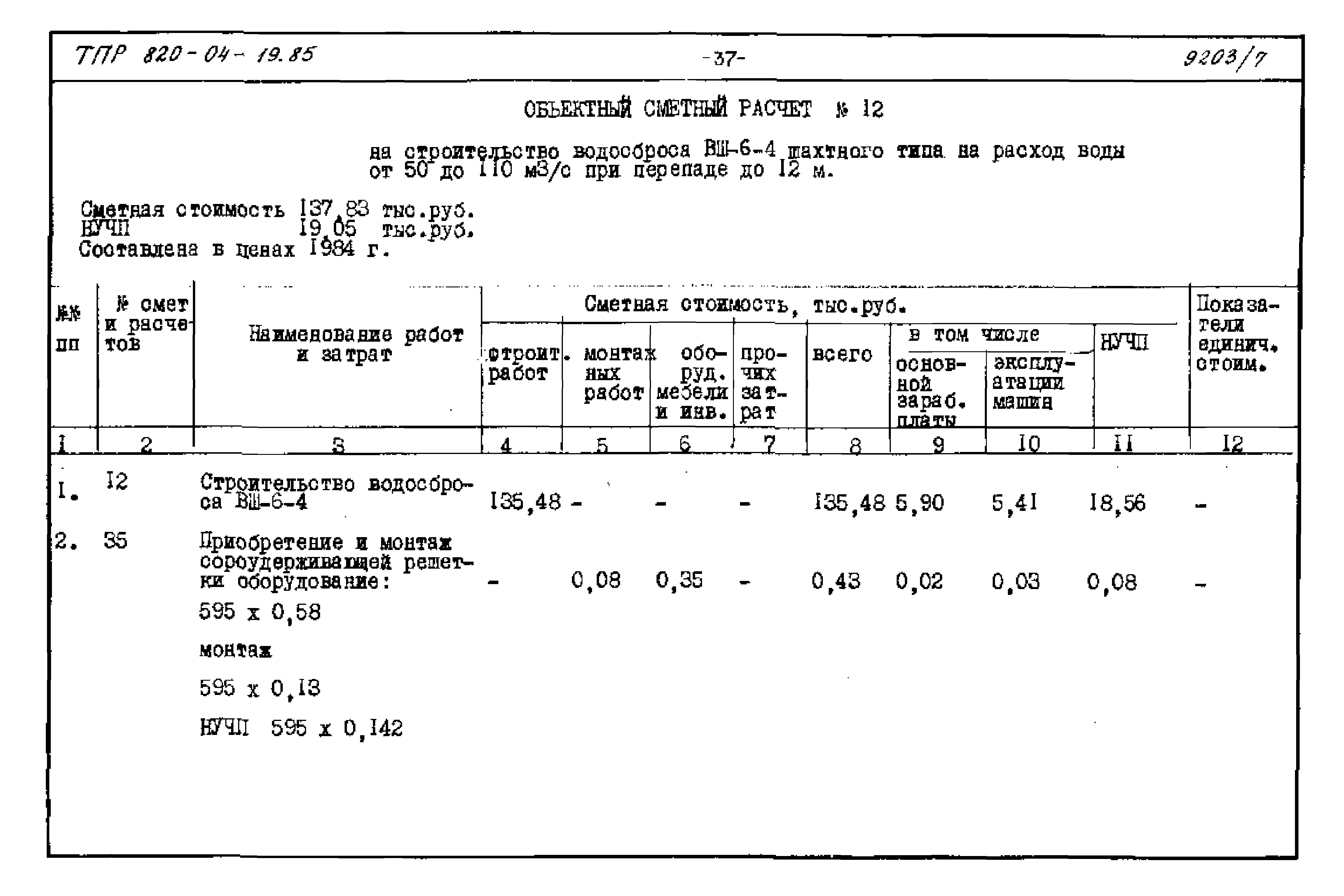 Типовые проектные решения 820-04-19.85