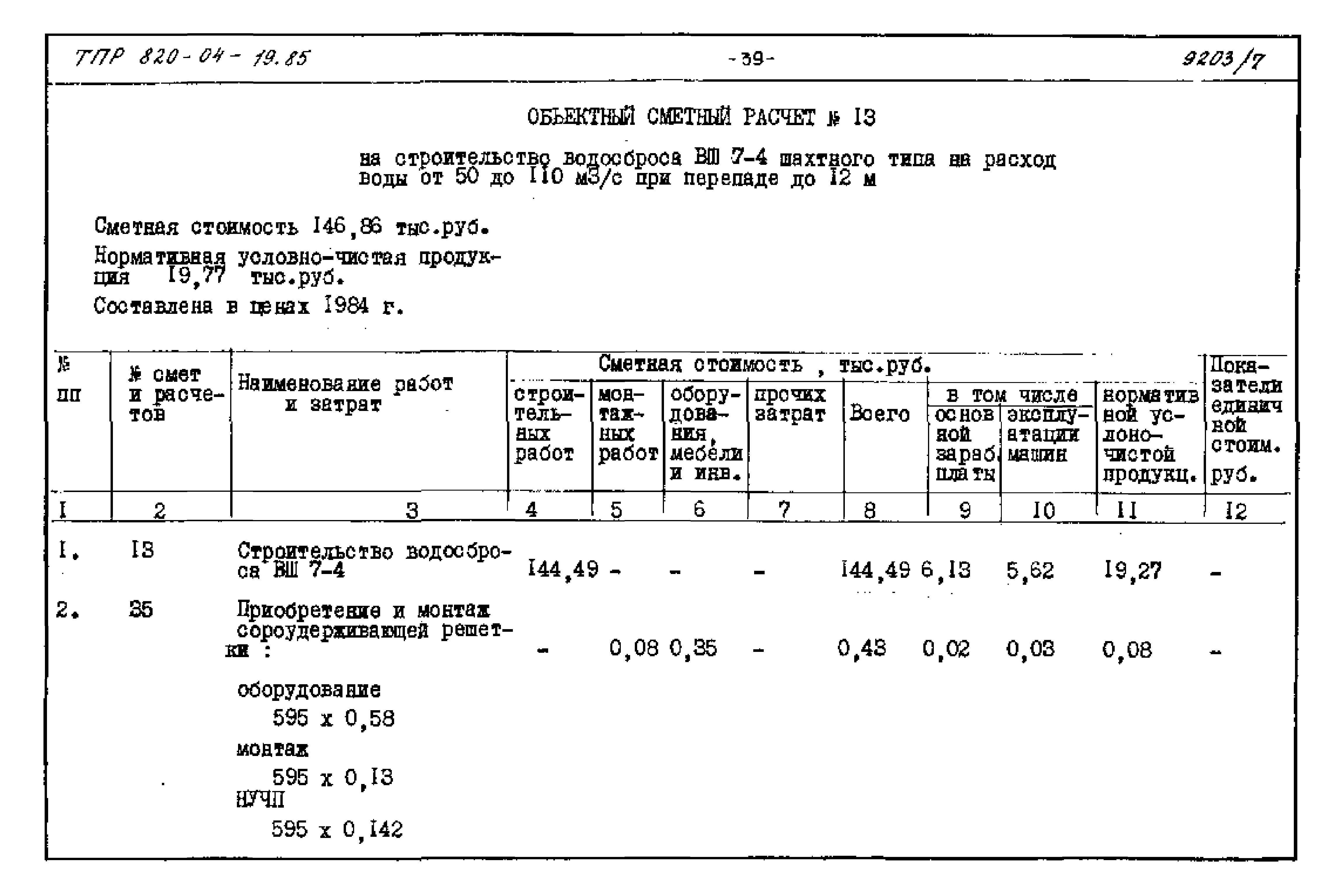 Типовые проектные решения 820-04-19.85