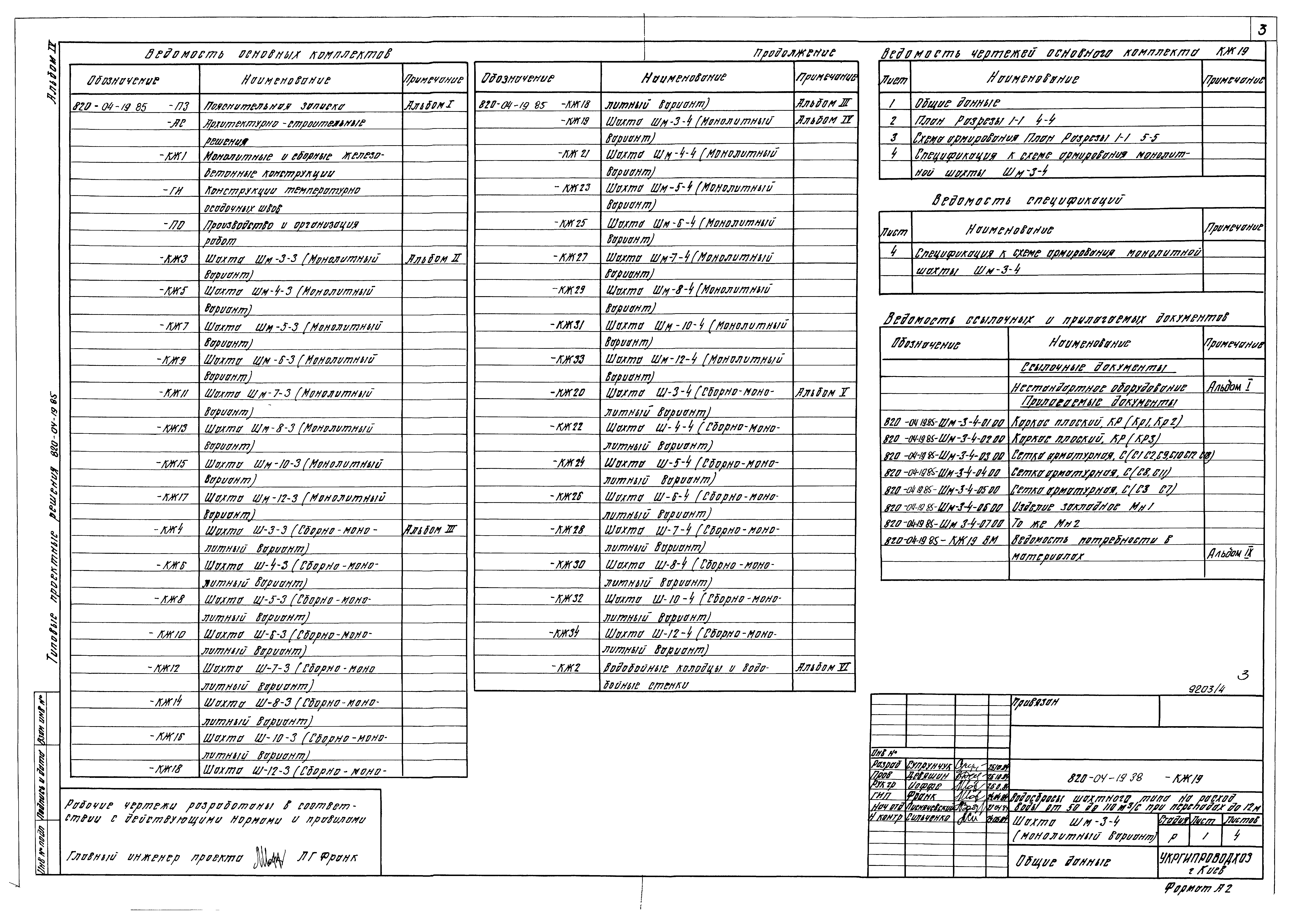Типовые проектные решения 820-04-19.85