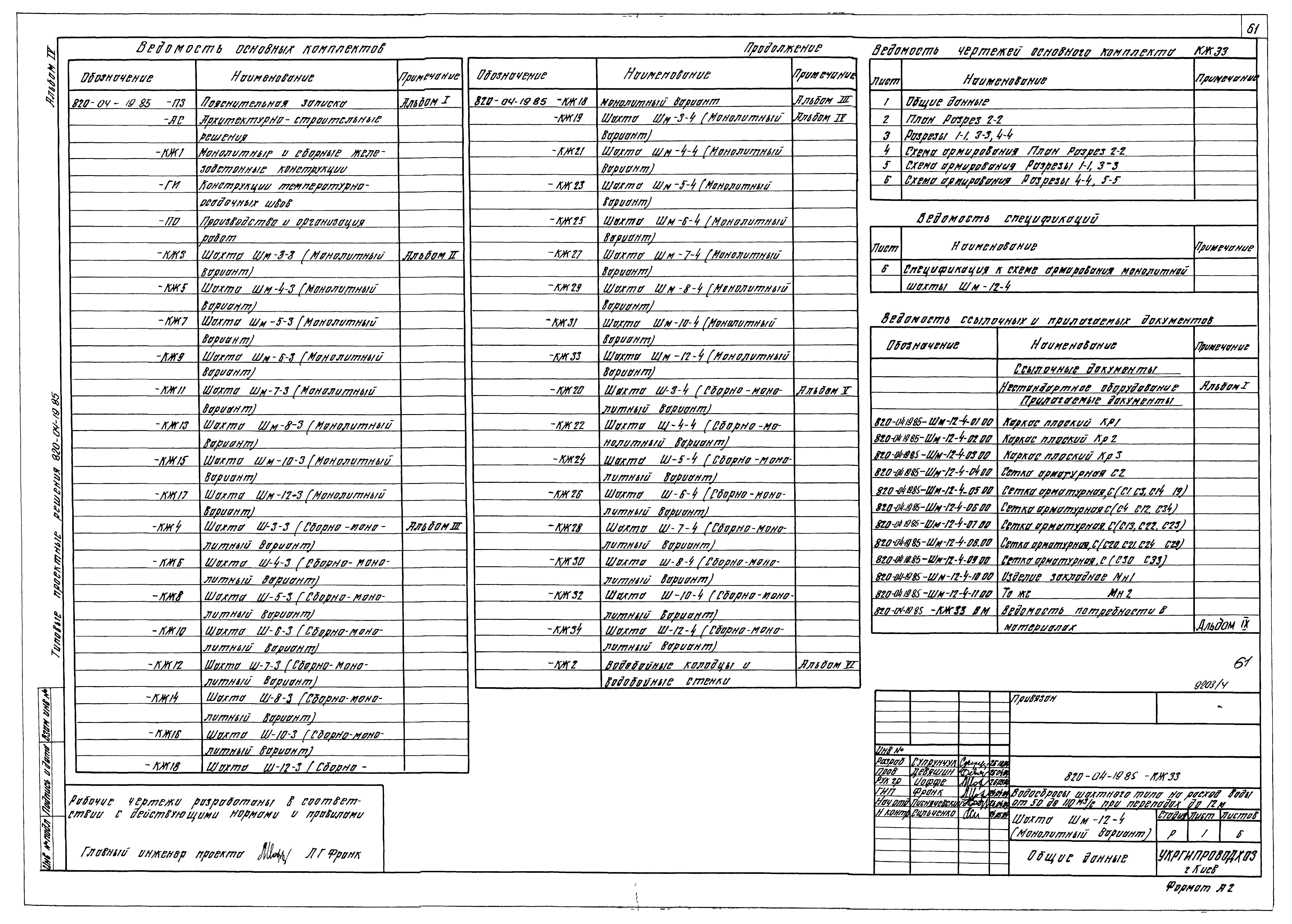 Типовые проектные решения 820-04-19.85