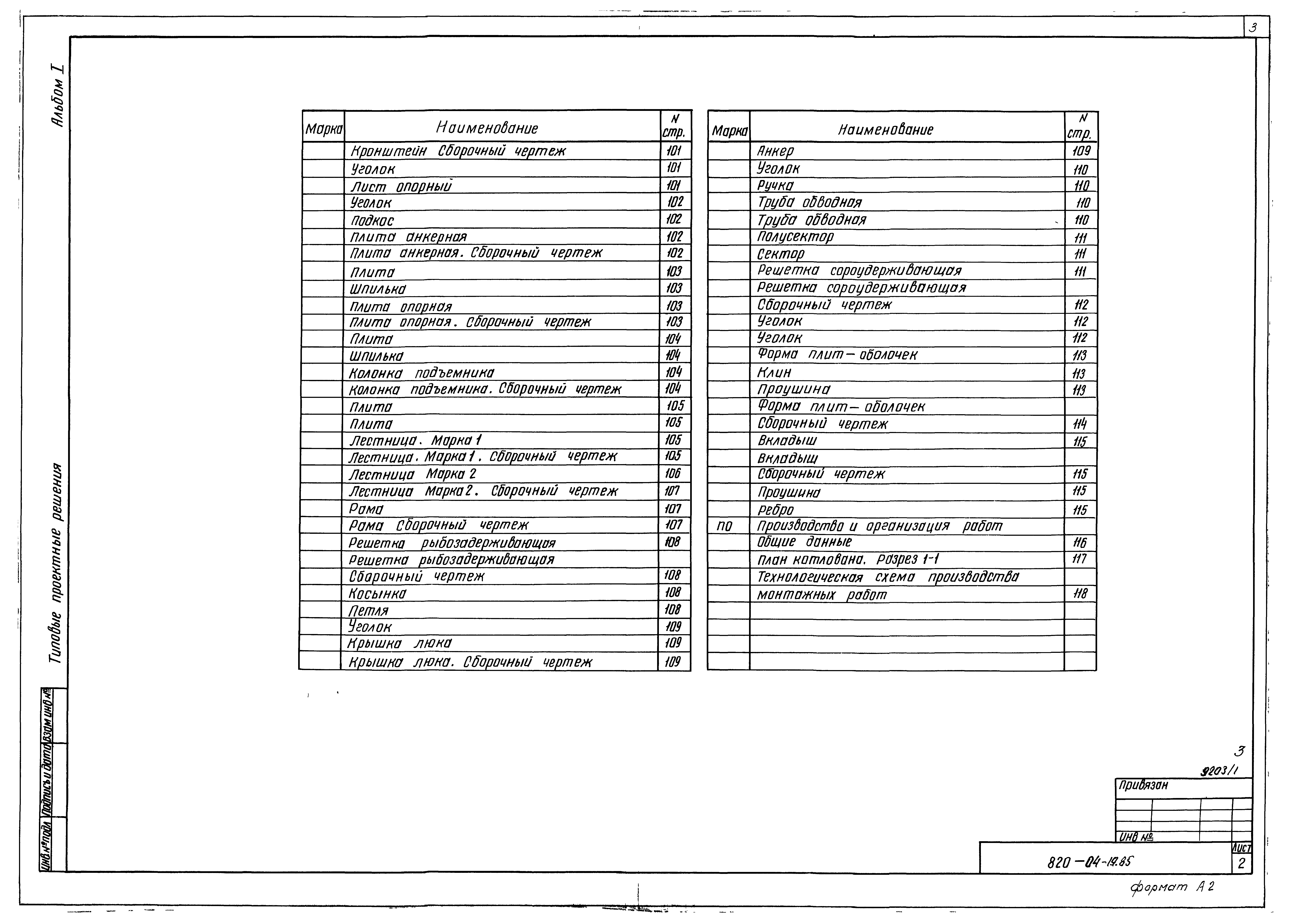 Типовые проектные решения 820-04-19.85