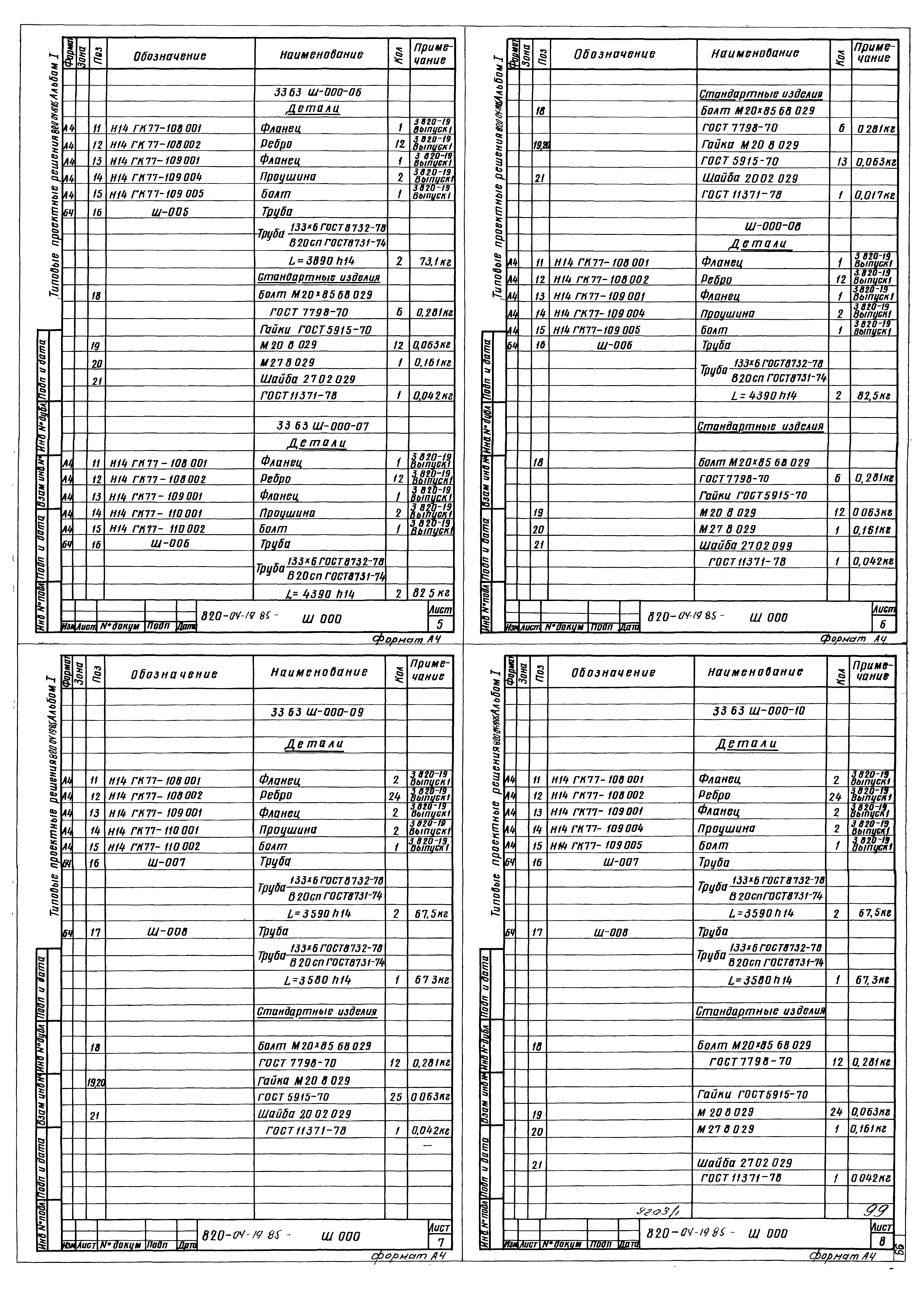 Типовые проектные решения 820-04-19.85