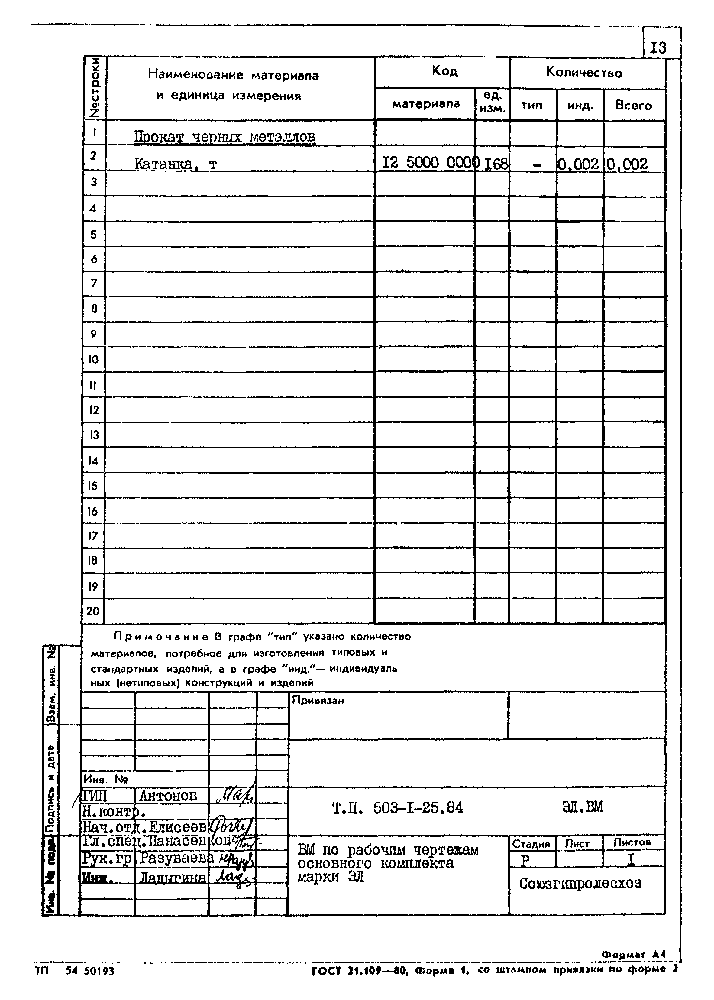 Типовой проект 503-1-25.84