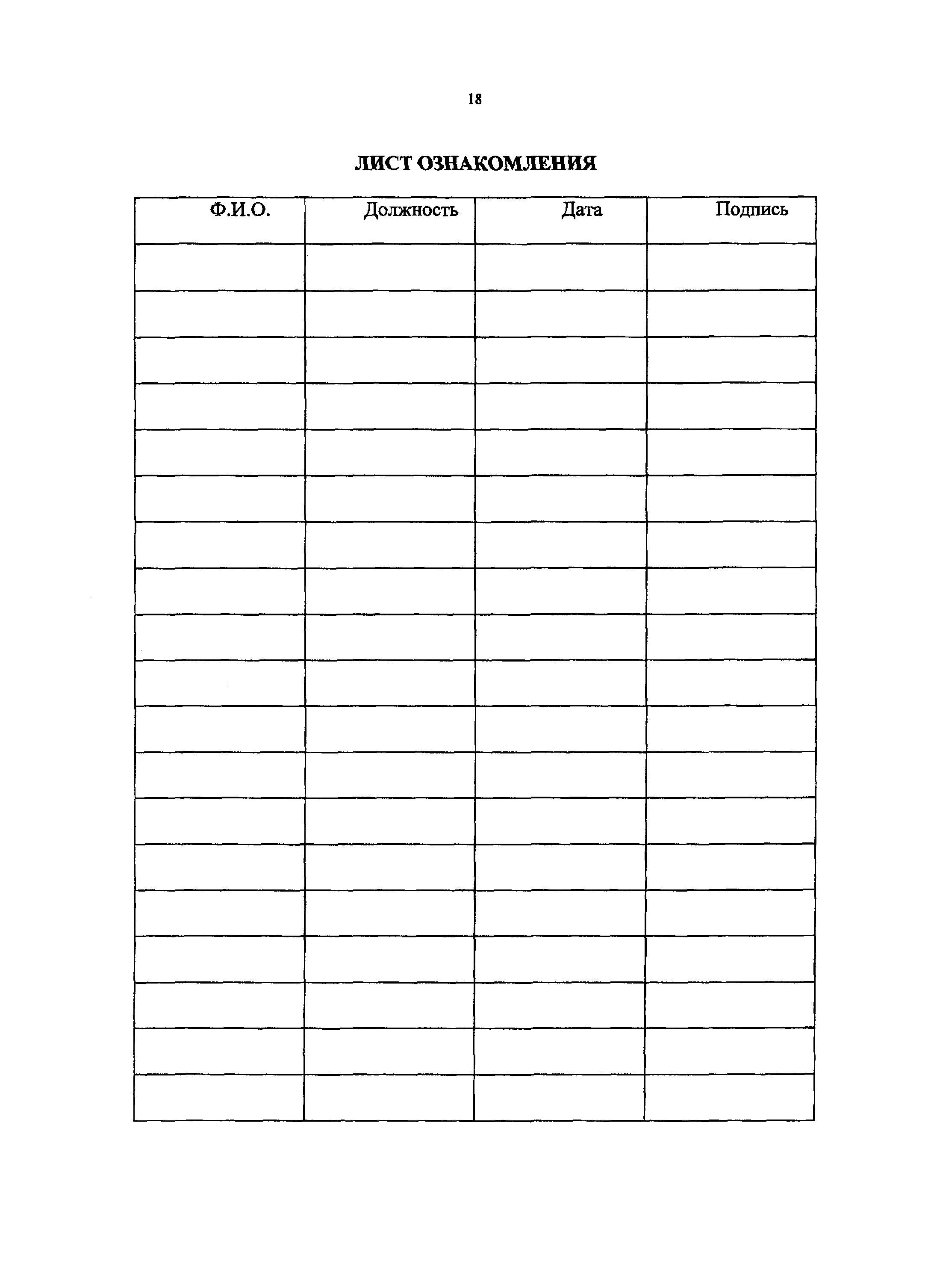 Лист ознакомления образец