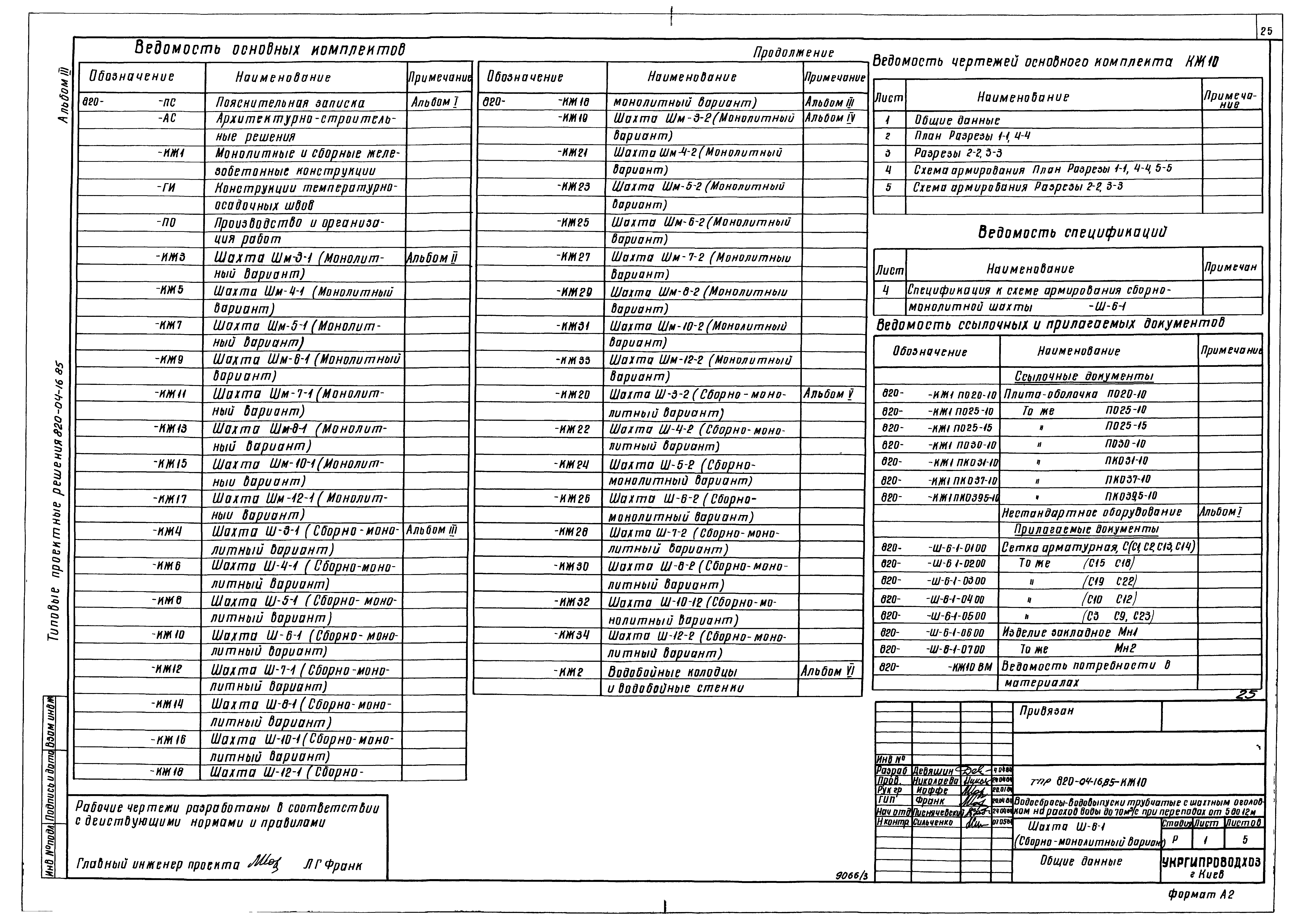Типовые проектные решения 820-04-16.85