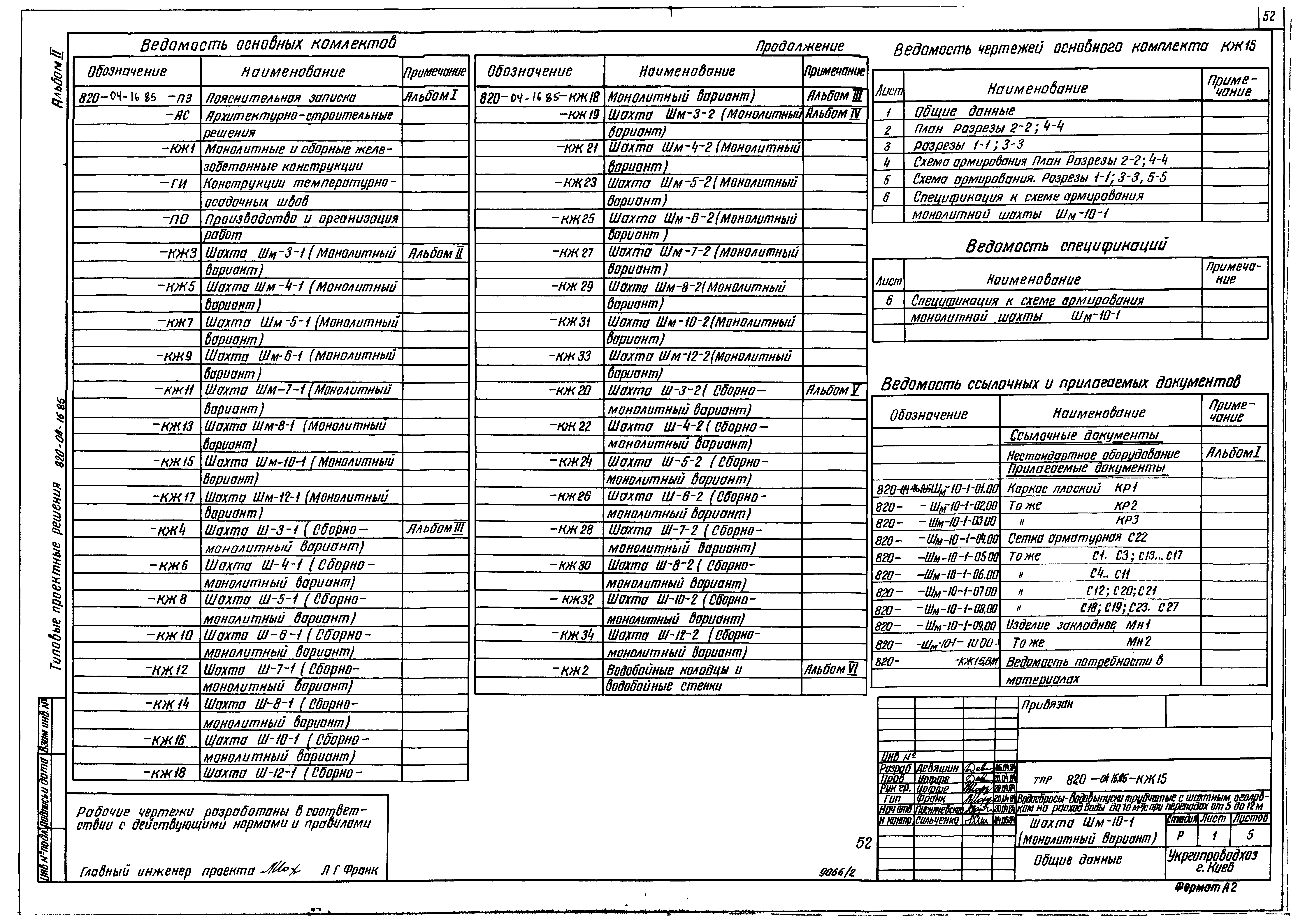 Типовые проектные решения 820-04-16.85