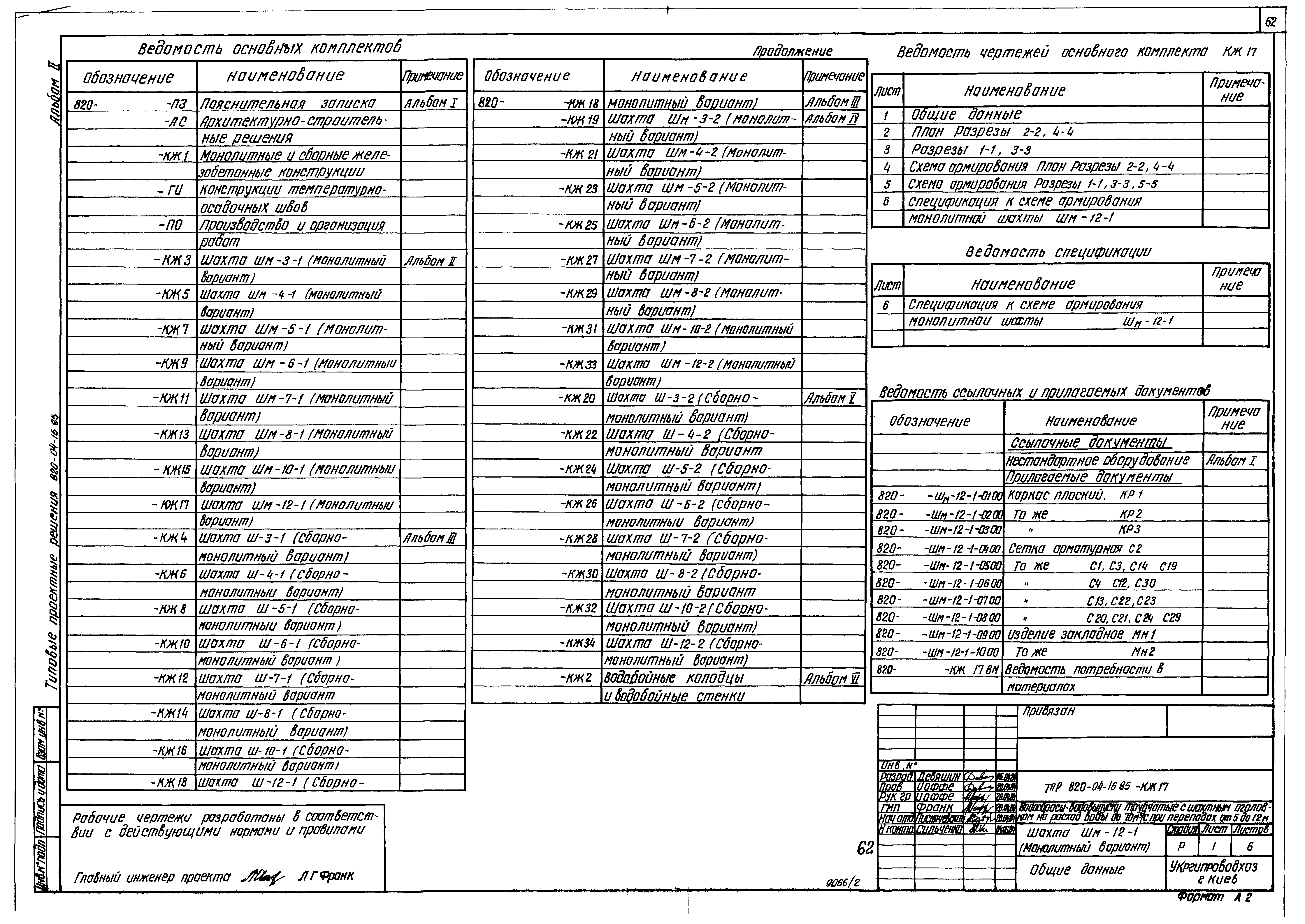 Типовые проектные решения 820-04-16.85